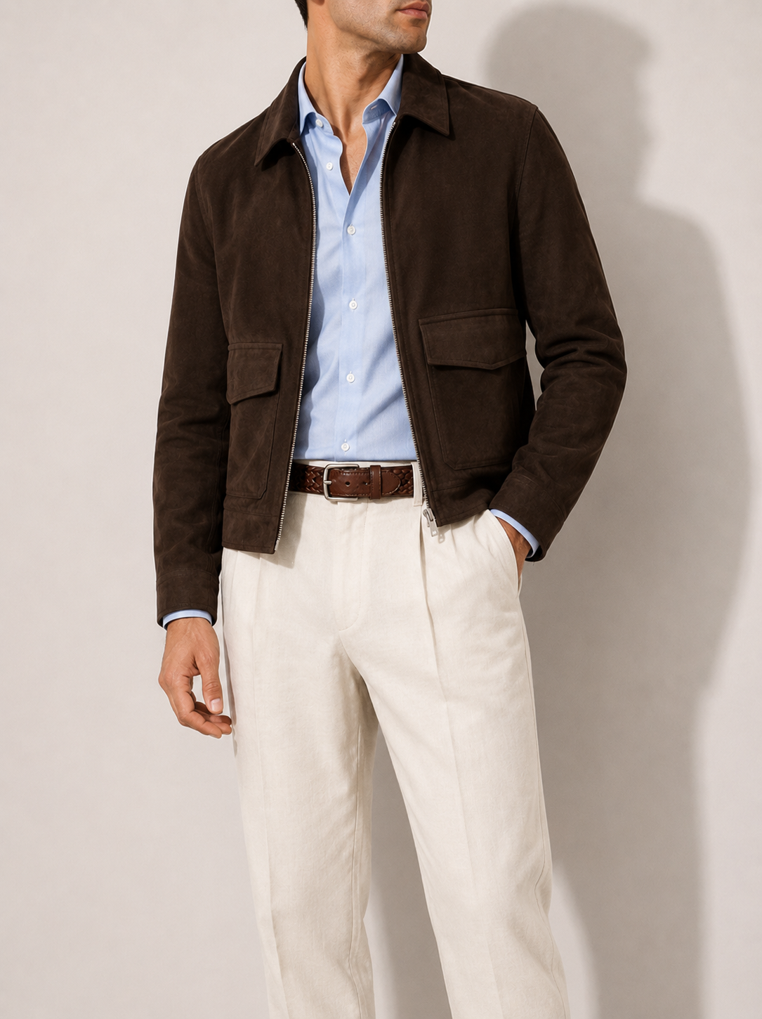Dark Brown Suede Utility Shacket