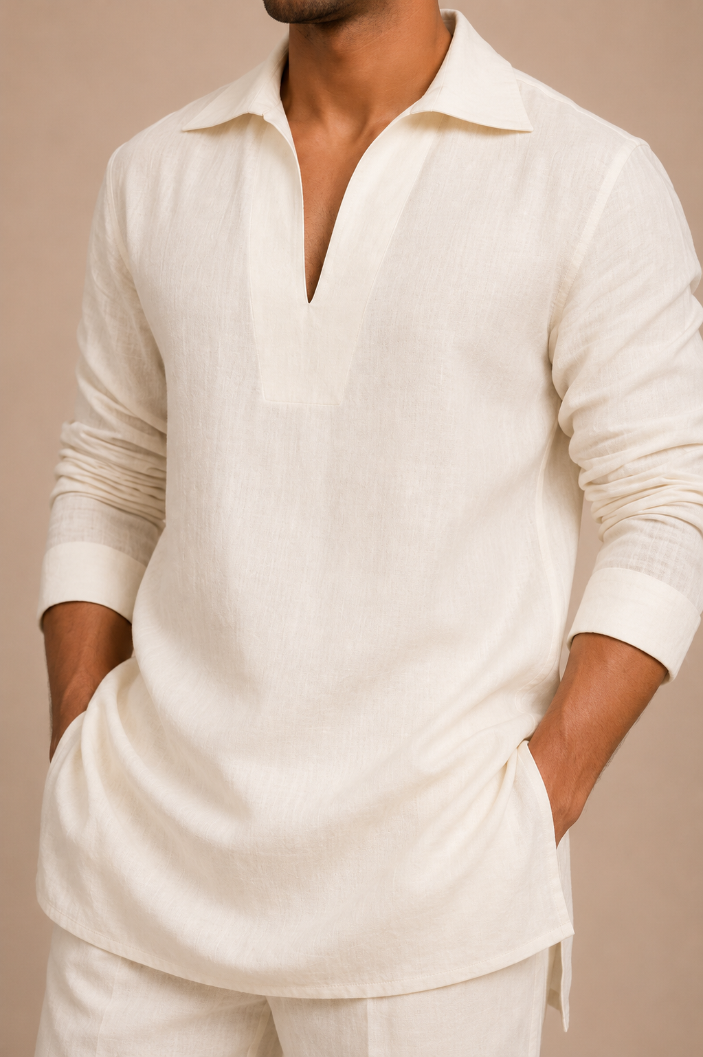 Ivory Relaxed Linen Kurta
