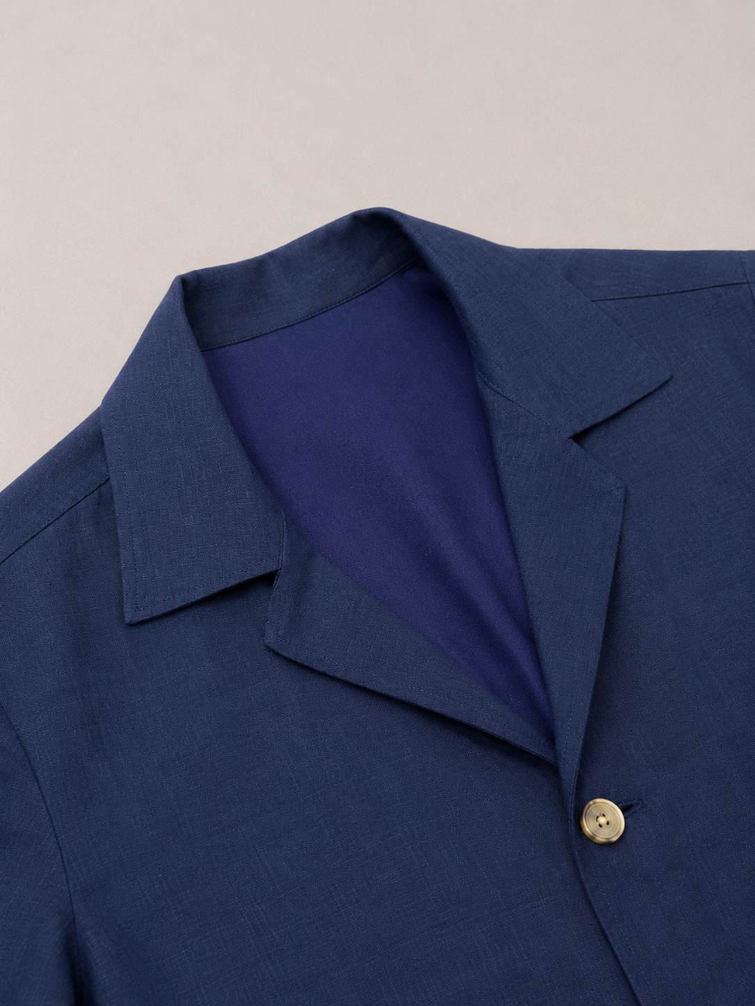 Navy Blue Linen 3-Button Shacket