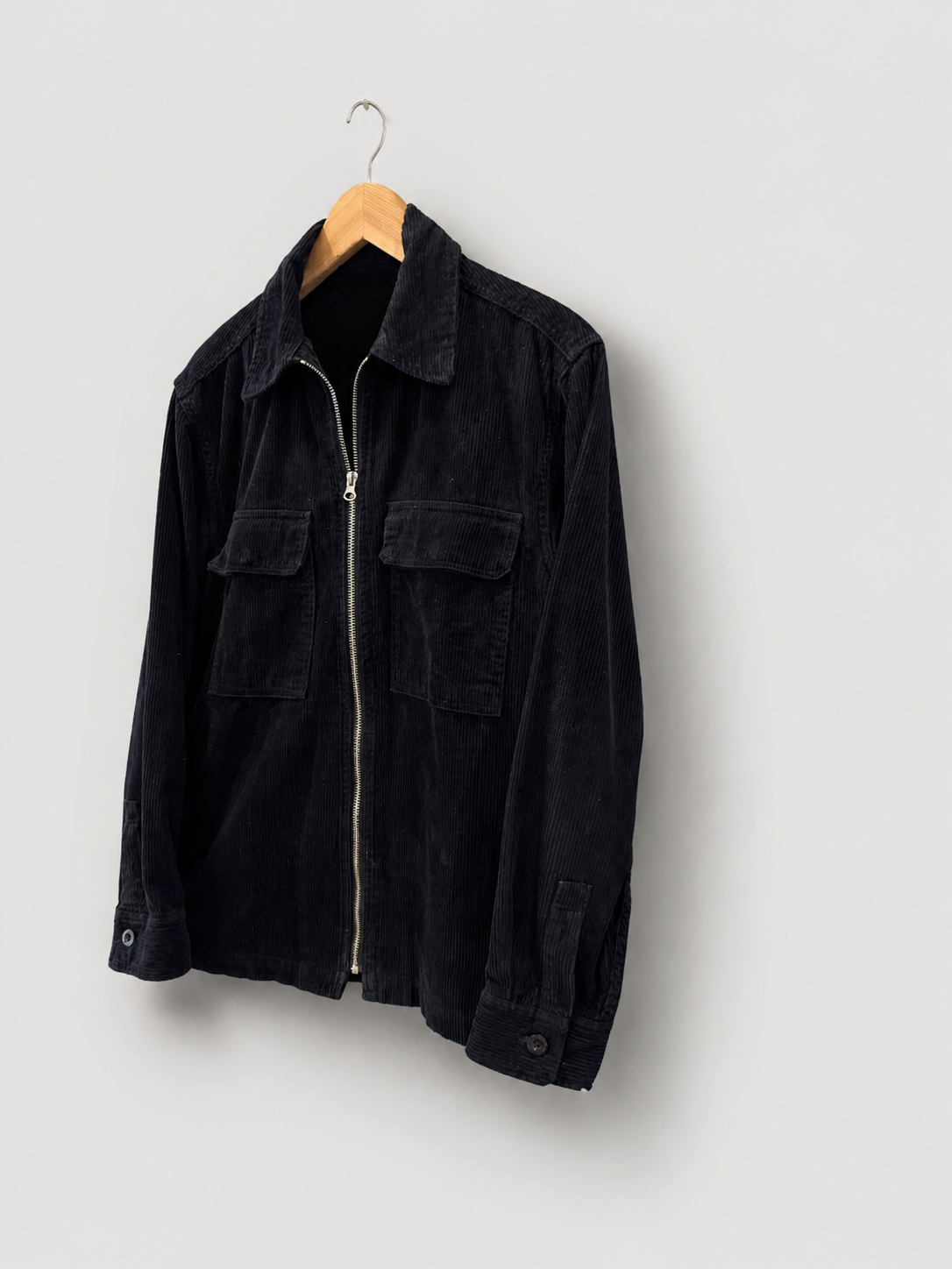 Midnight Corduroy Zip Shacket