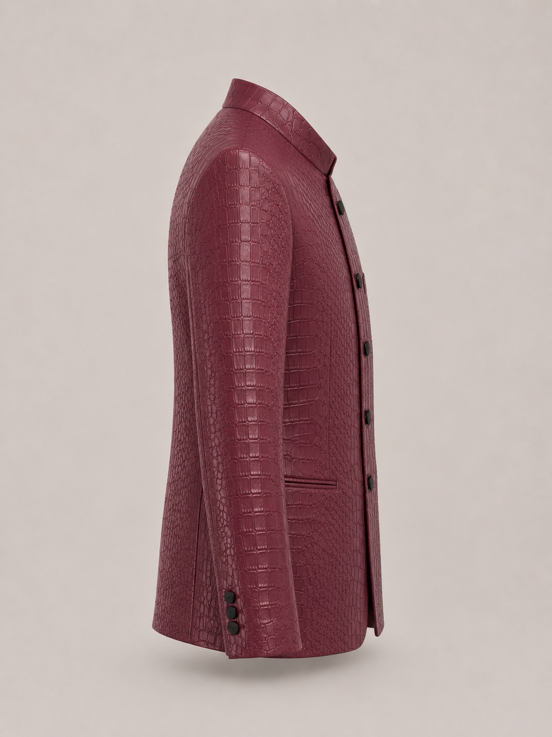 Bordeaux Croc Leather Bandhgala