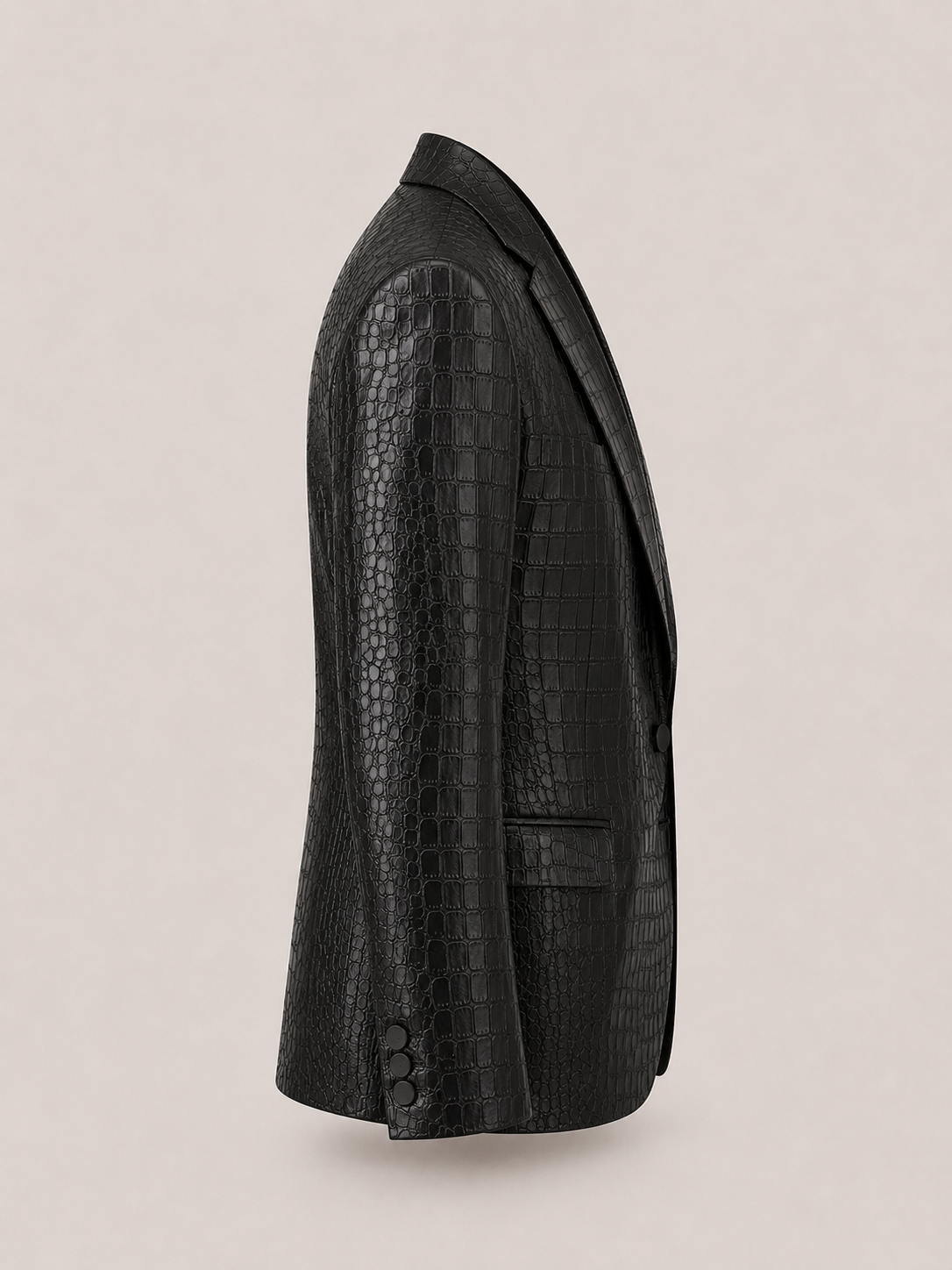Noir Croc Black Leather Blazer