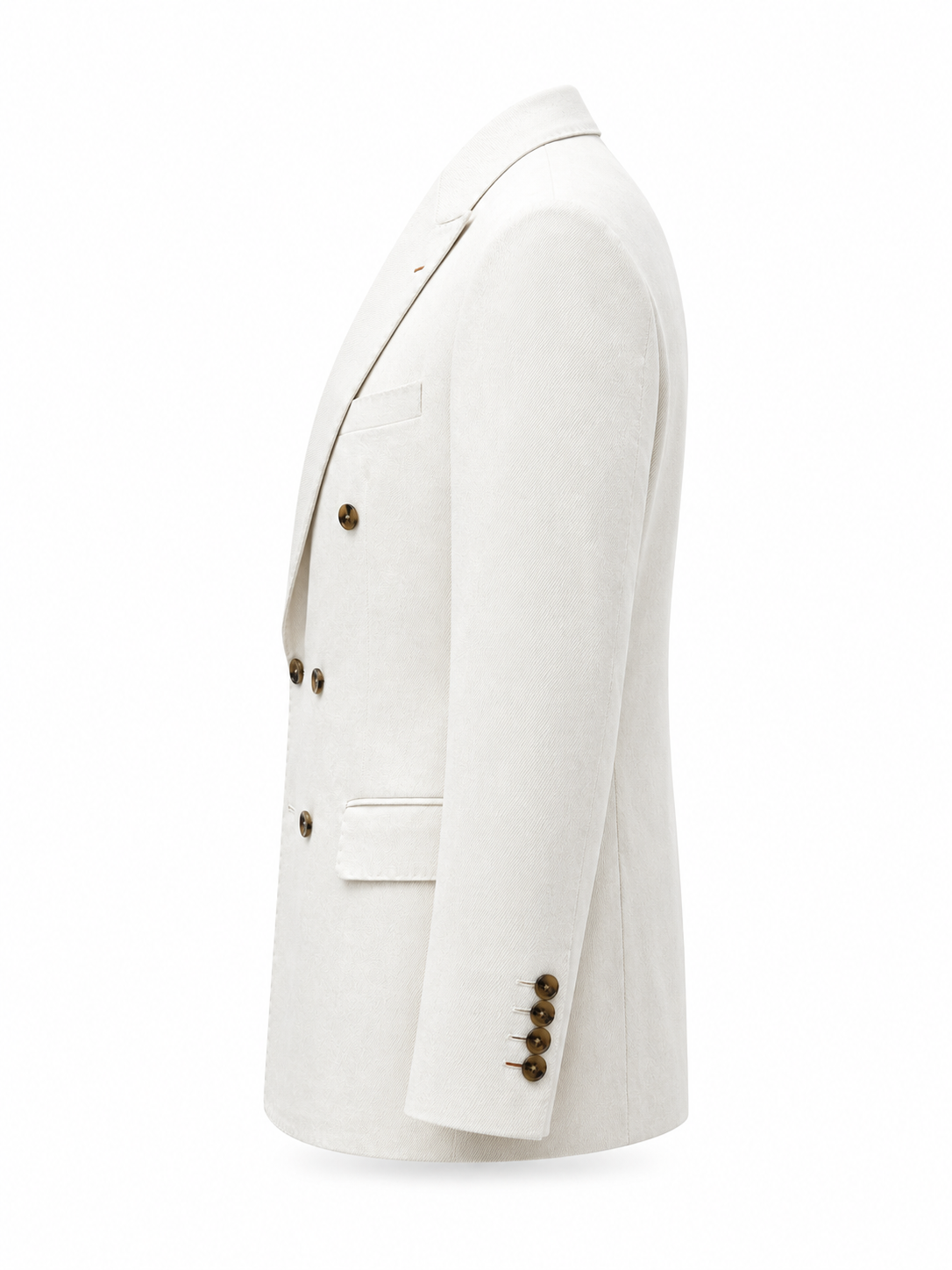 White Cotton Denim Double-Breasted Blazer