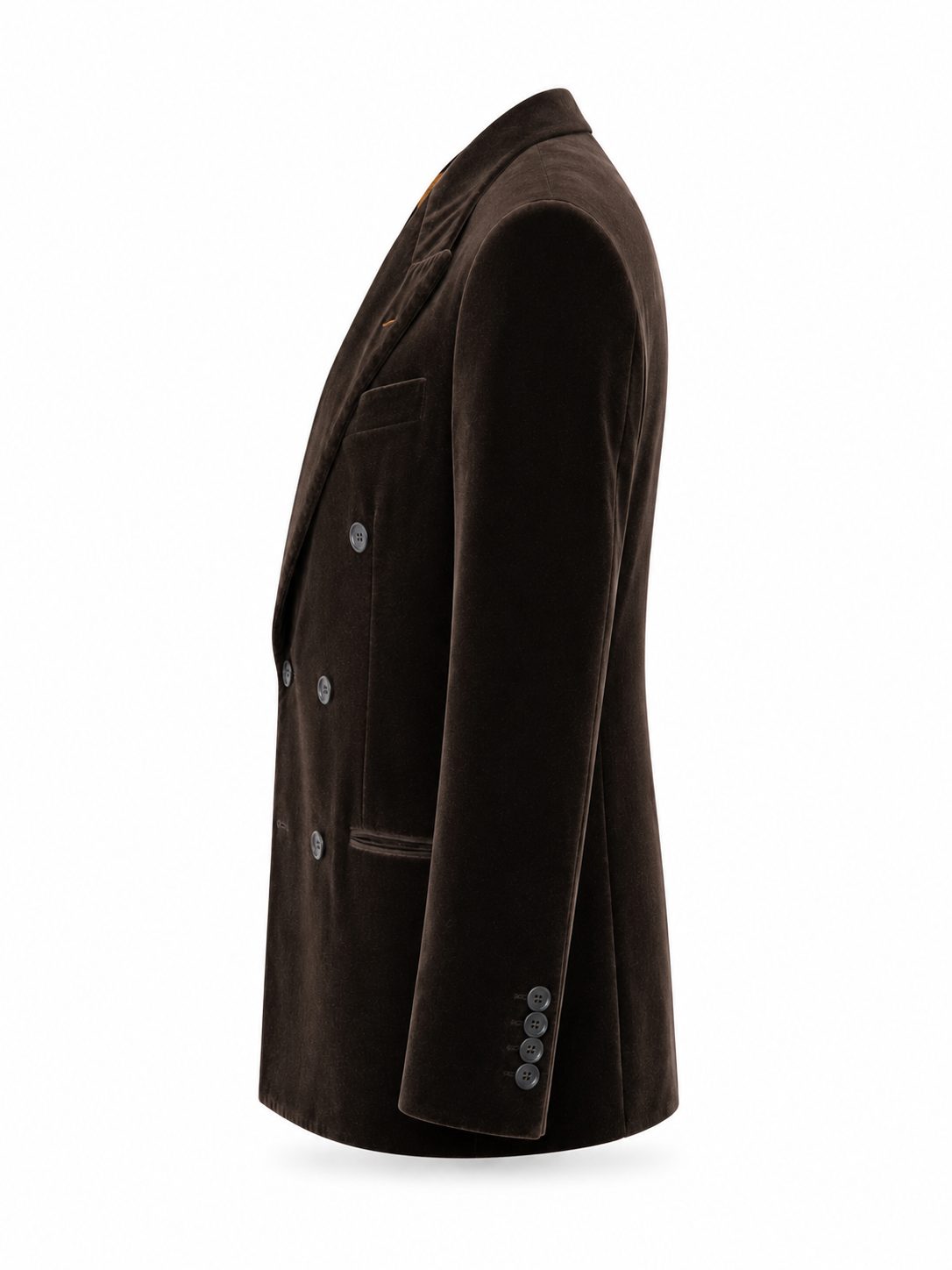 Dark Mocha Velvet Double-Breasted Blazer