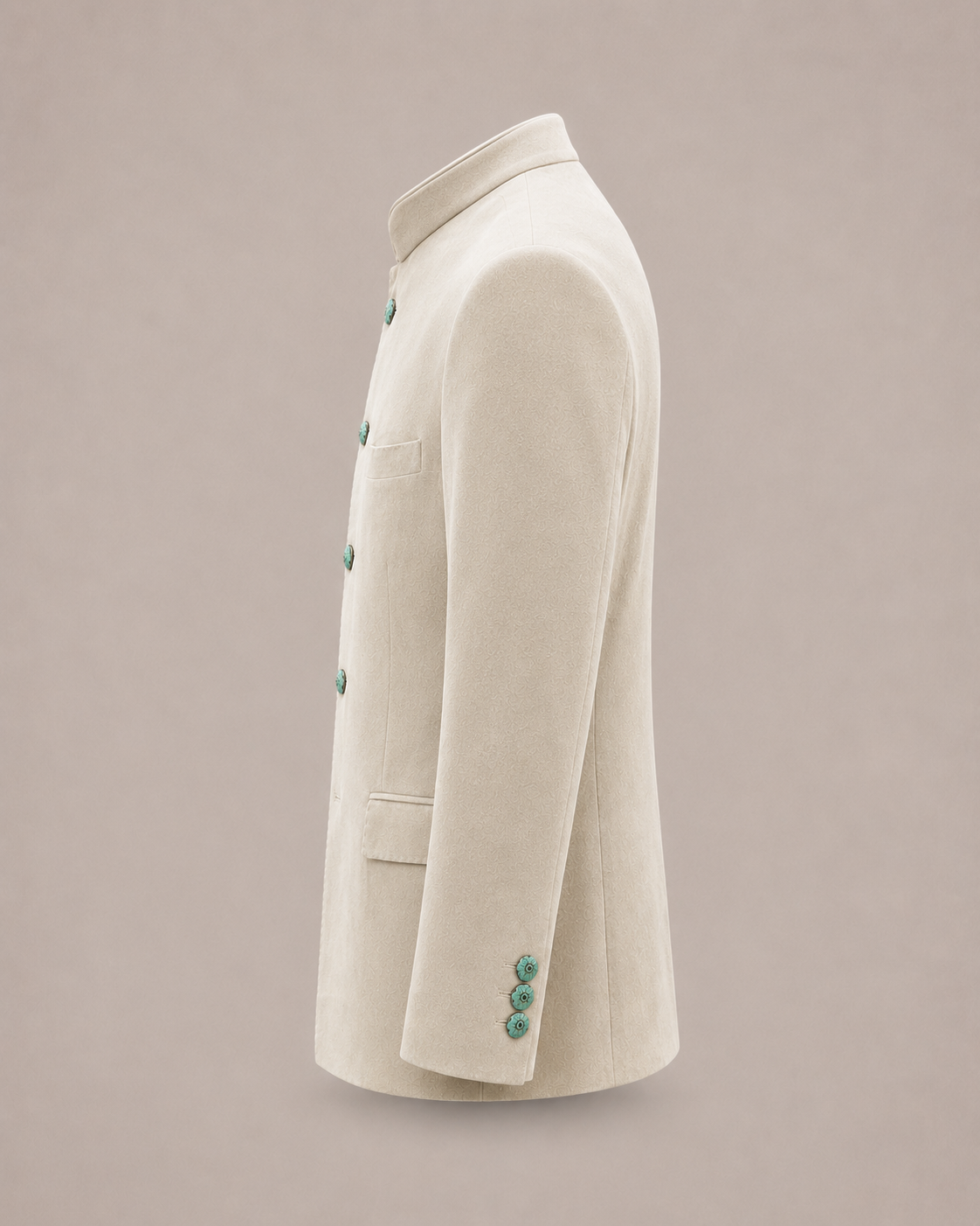 Ivory Suede Bandhgala