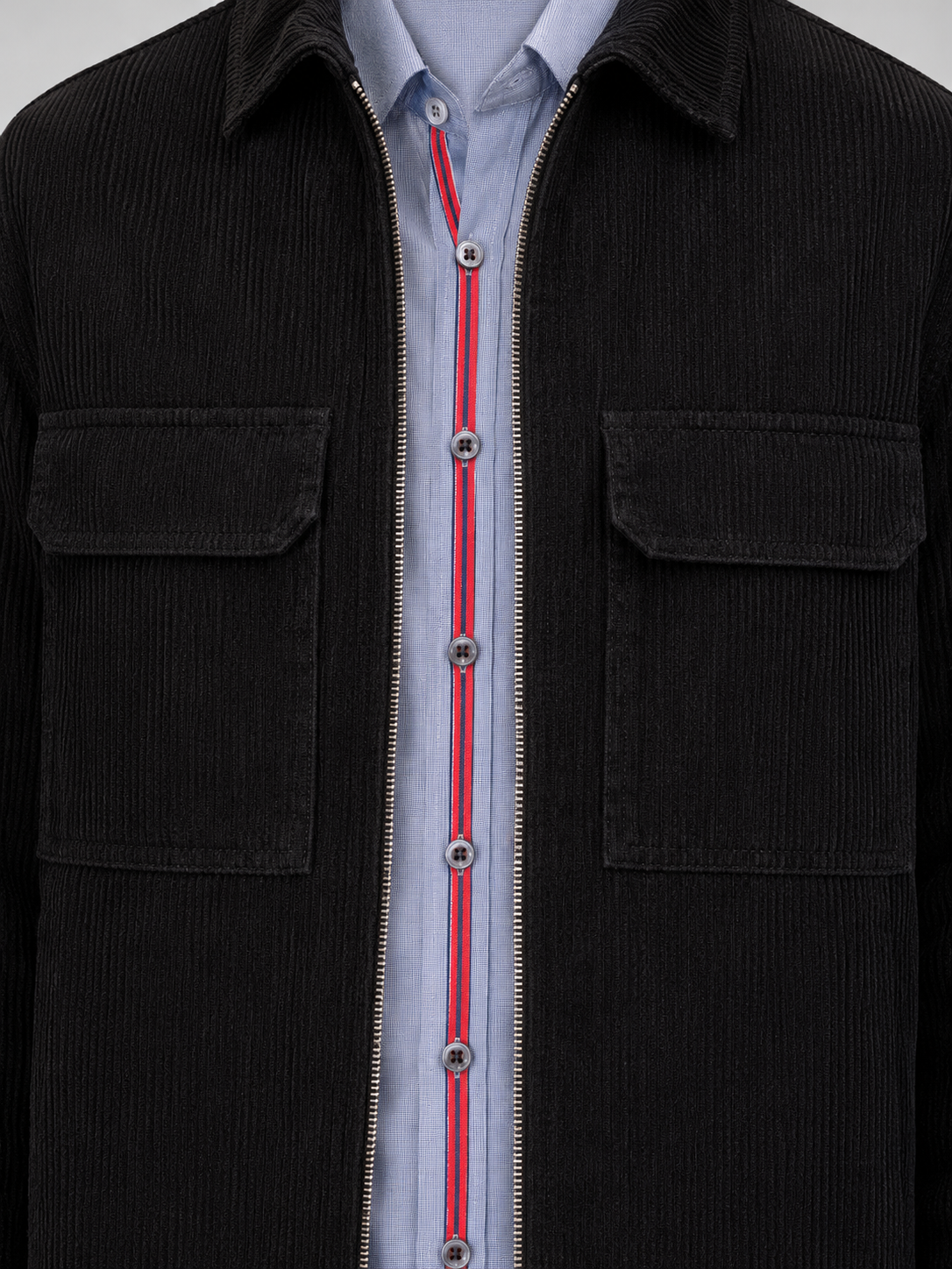 Midnight Corduroy Zip Shacket