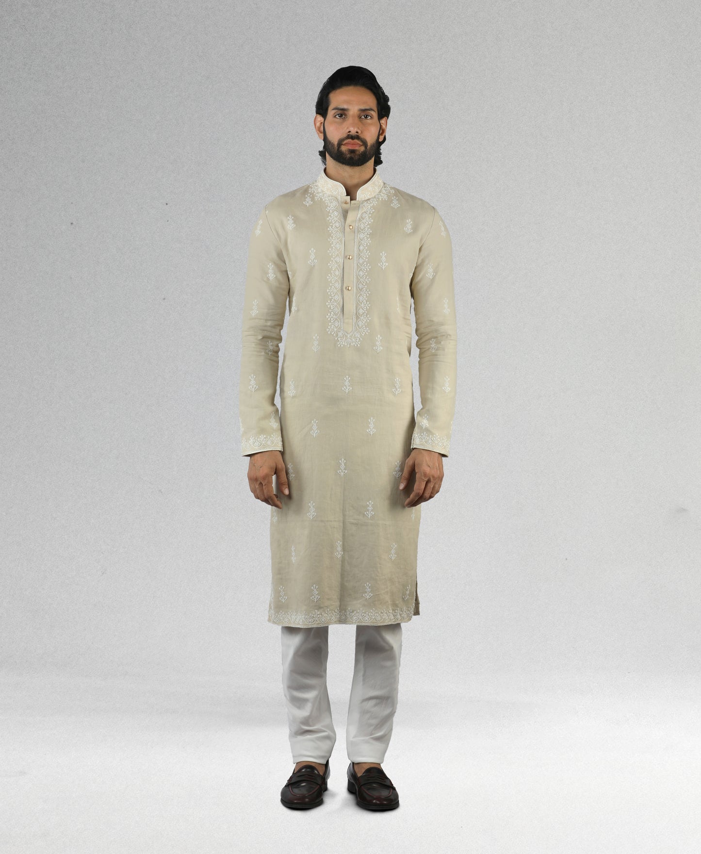 Embroidered Linen kurta