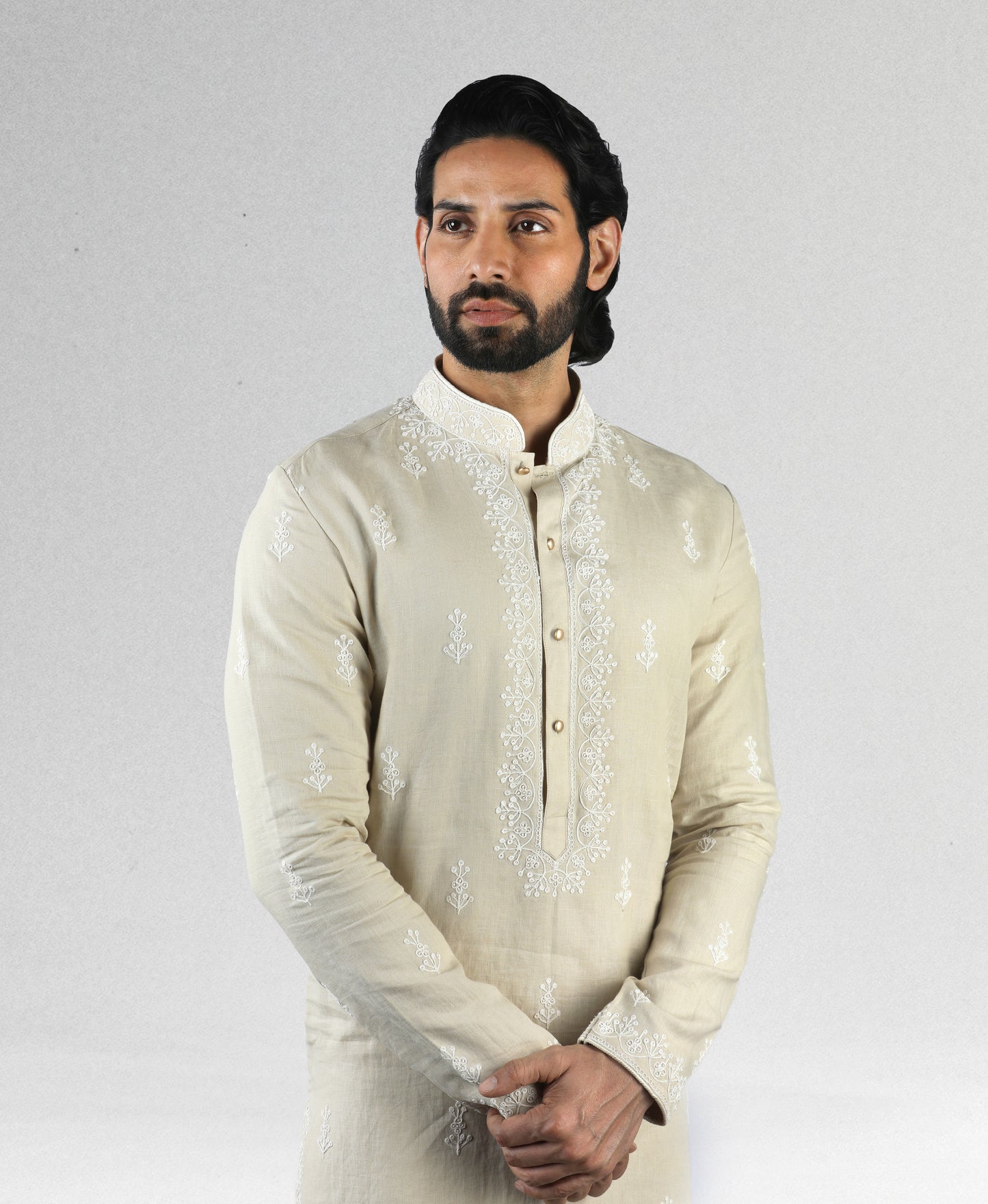 Embroidered Linen kurta