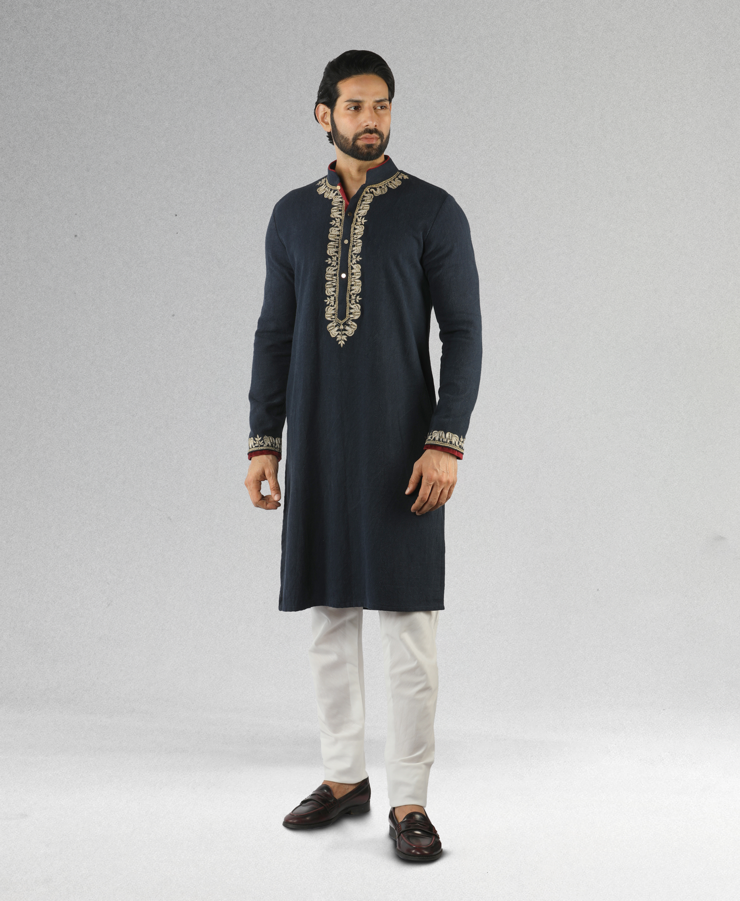 Matka linen silk embroidered kurta