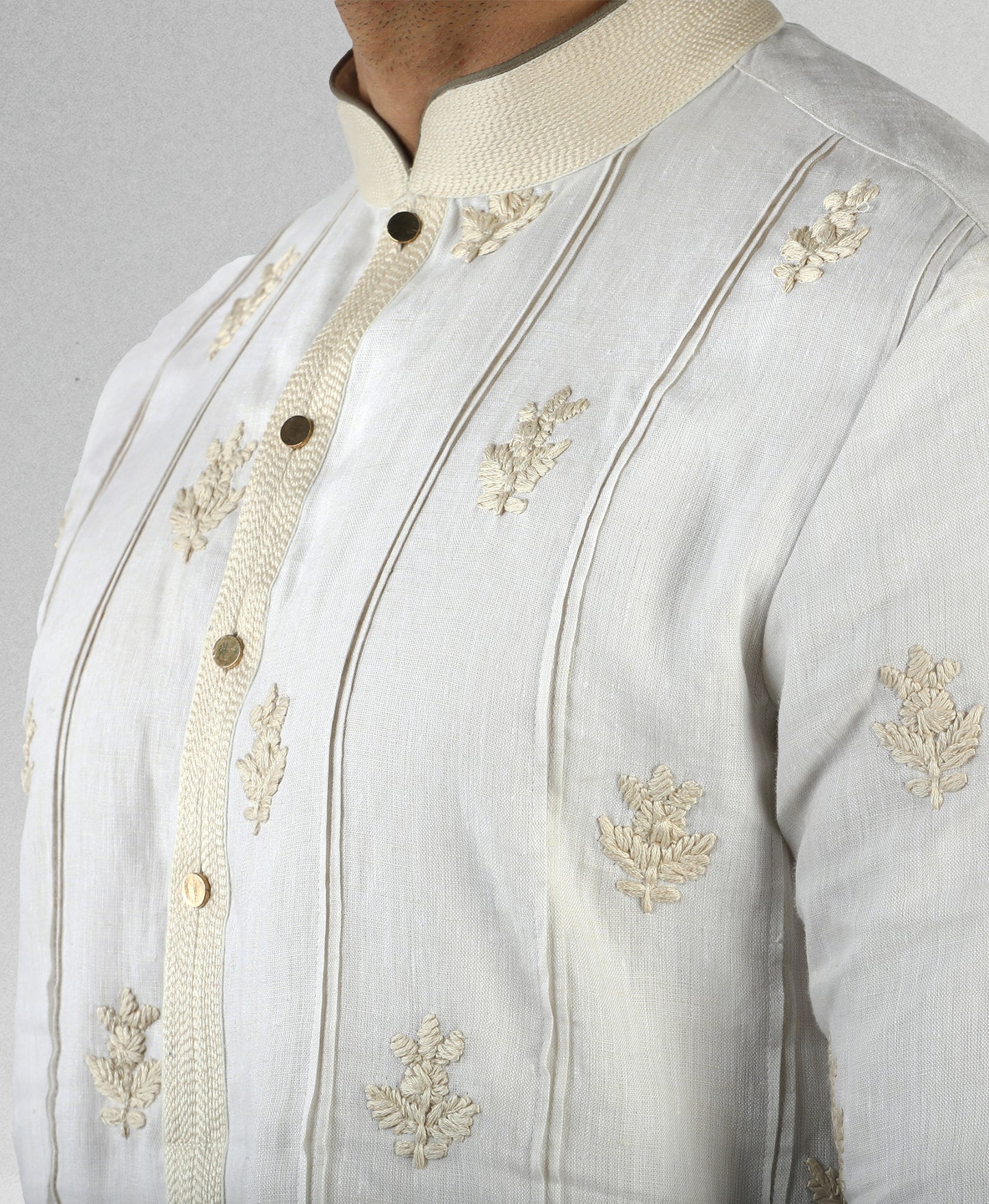 Off-White Textured Kurta with Subtle Embroidery