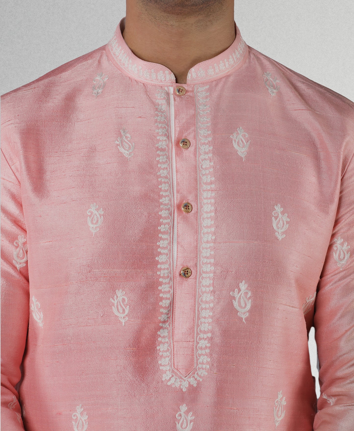 Salmon Pink Kurta With Embroidery