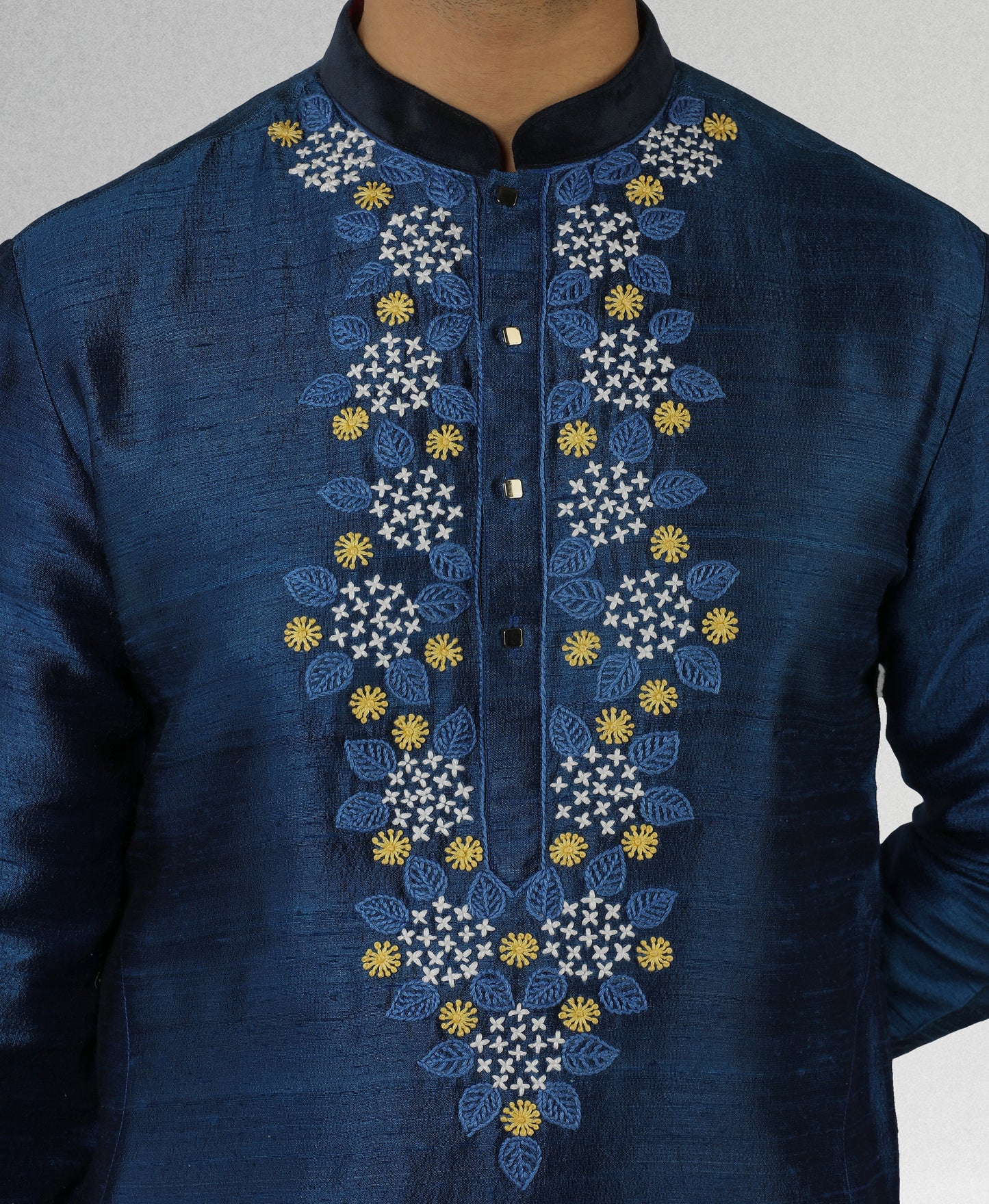 Cobalt Blue Kurta With Embroidery