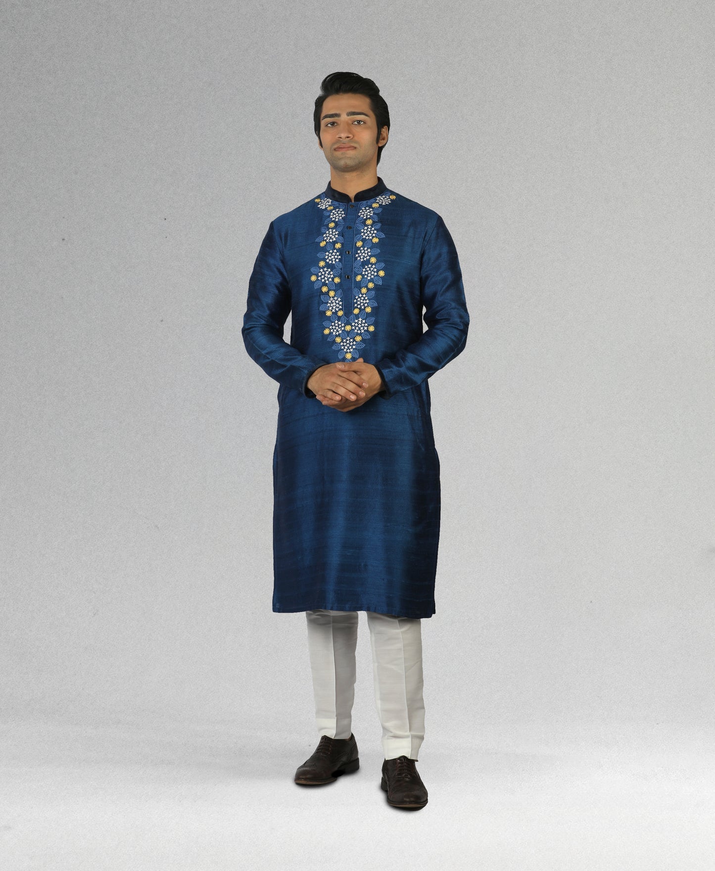 Cobalt Blue Kurta With Embroidery