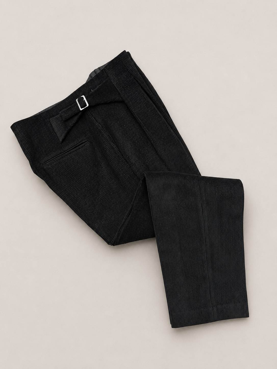 Black Hollywood Waistband Corduroy Trousers