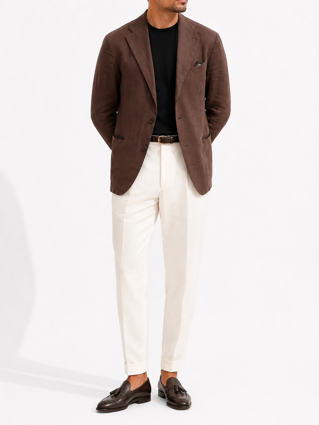 Walnut Brown Linen Tailored Blazer