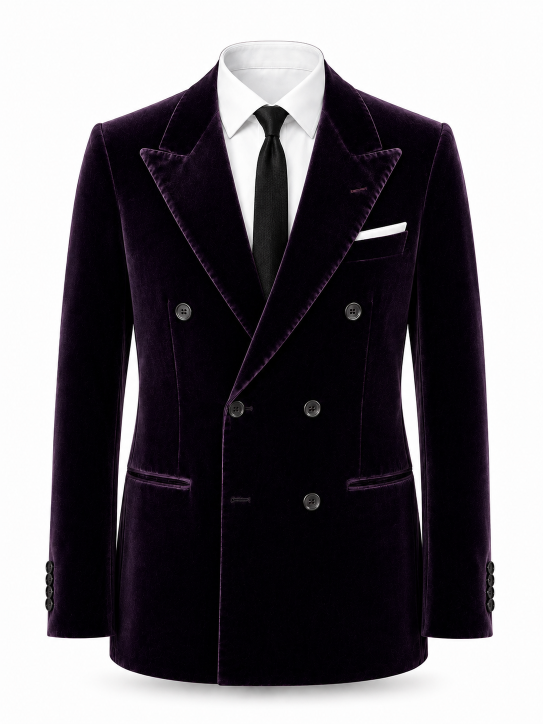Royal Plum Velvet Double-Breasted Tuxedo