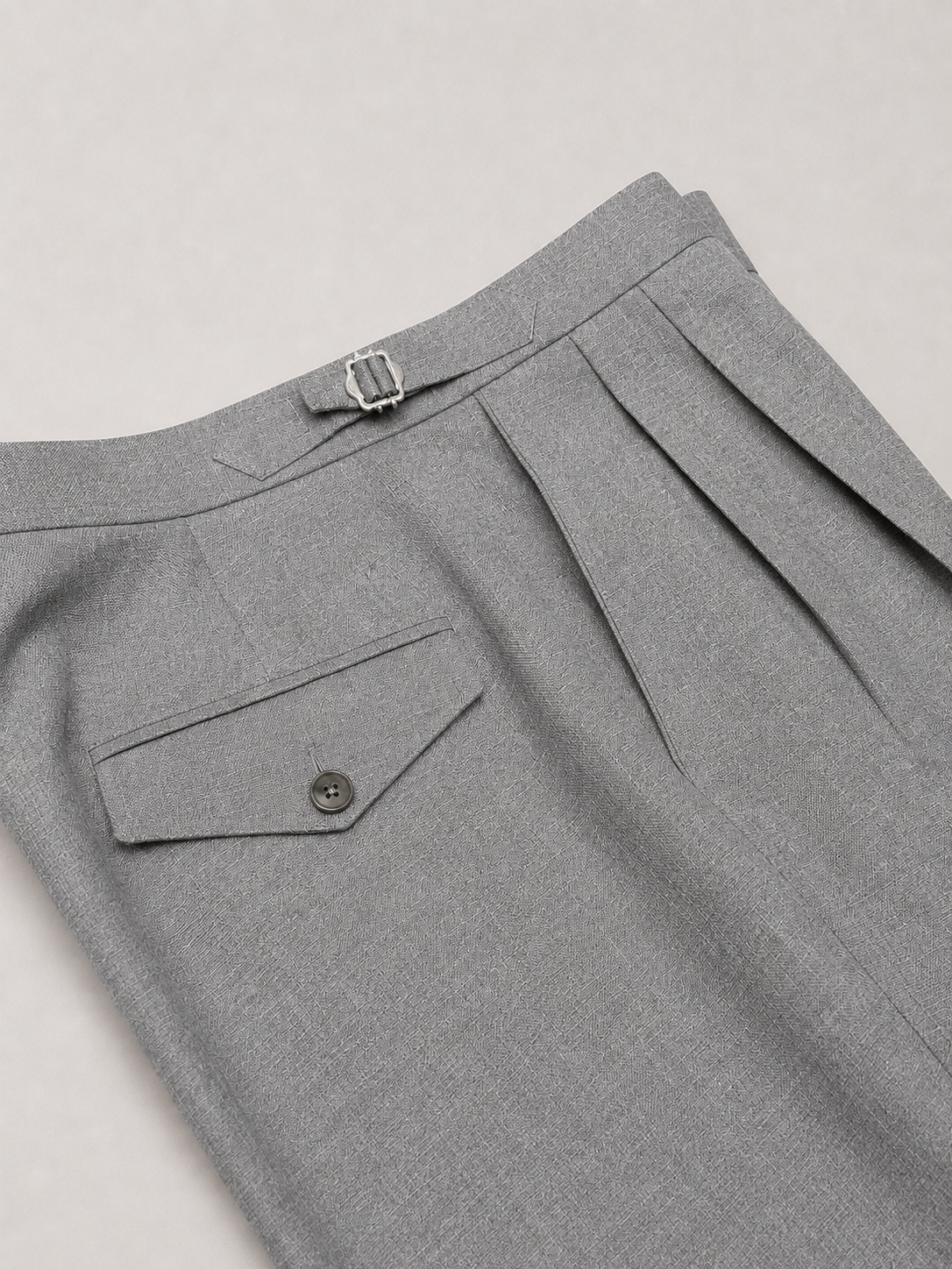 Grey Linen 2 Pleat Trousers