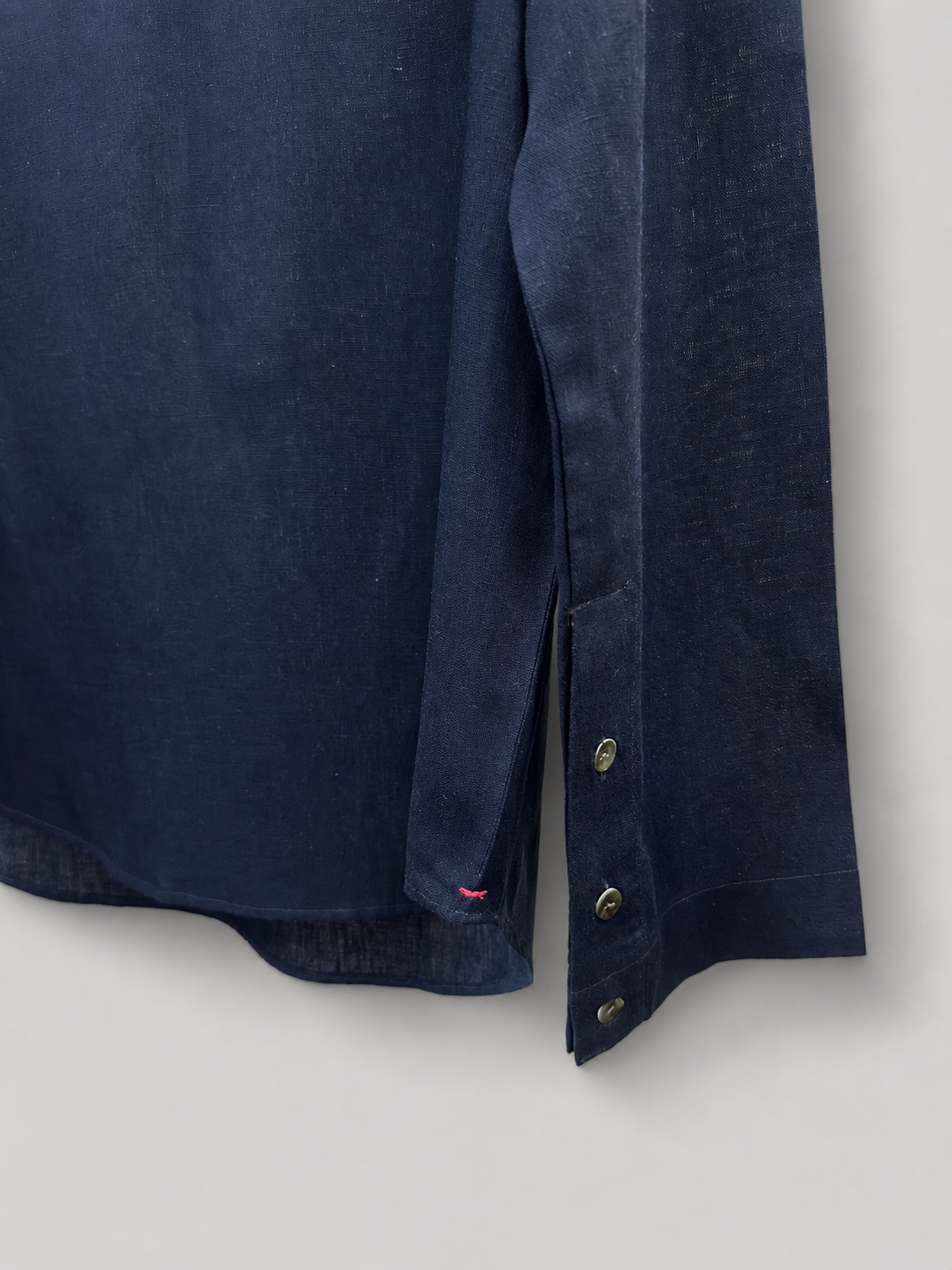 Midnight Blue Linen Blend Mandarin Shirt
