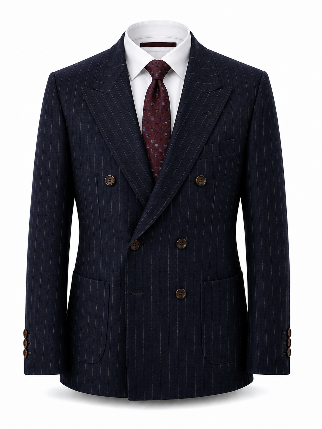 Midnight Navy Pinstripe Double-Breasted Blazer