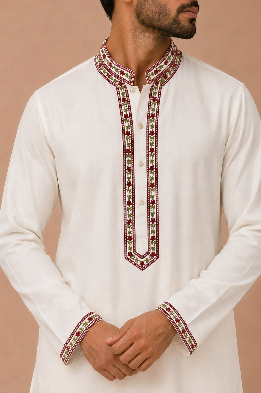 Ivory Heritage Embroidered Kurta
