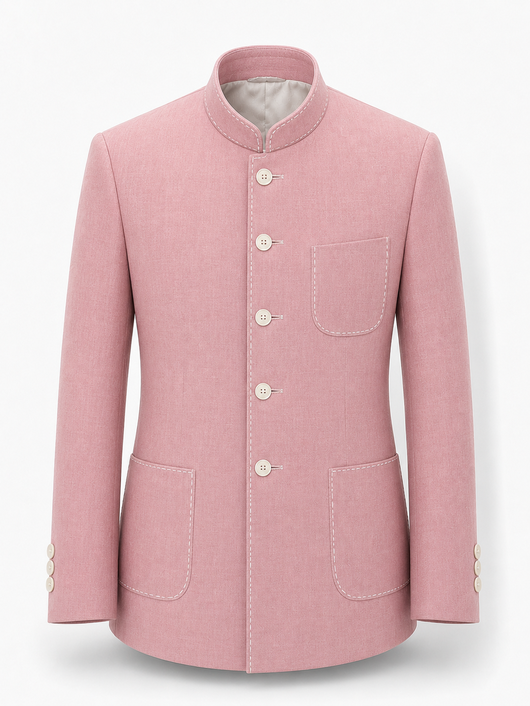 Blush Pink Linen Bandhgala