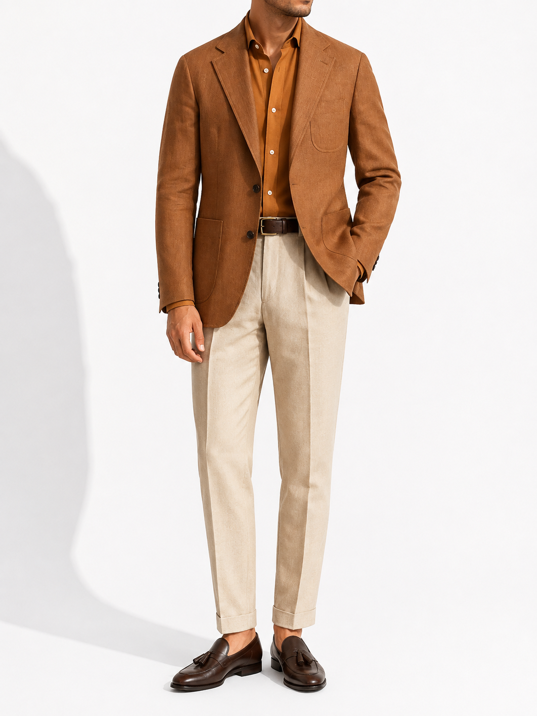 Burnt Caramel Linen Blazer