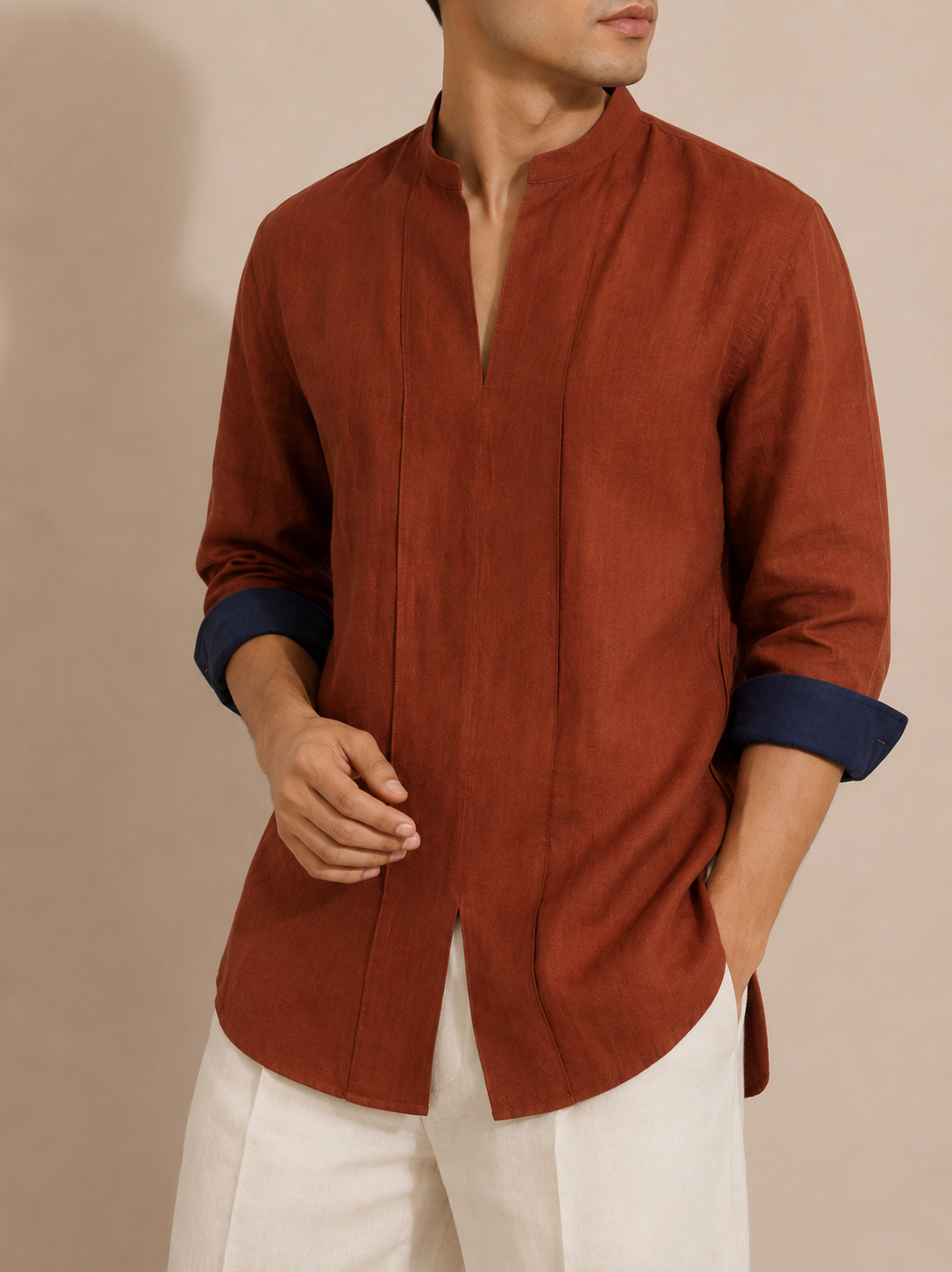 Terracotta Linen Kurta