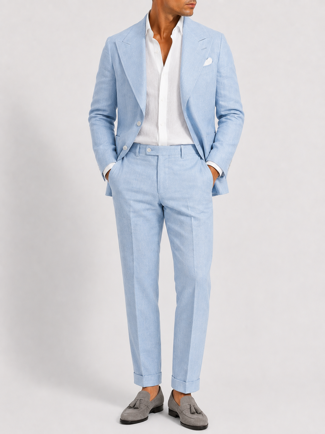 Powder Blue Linen Blazer