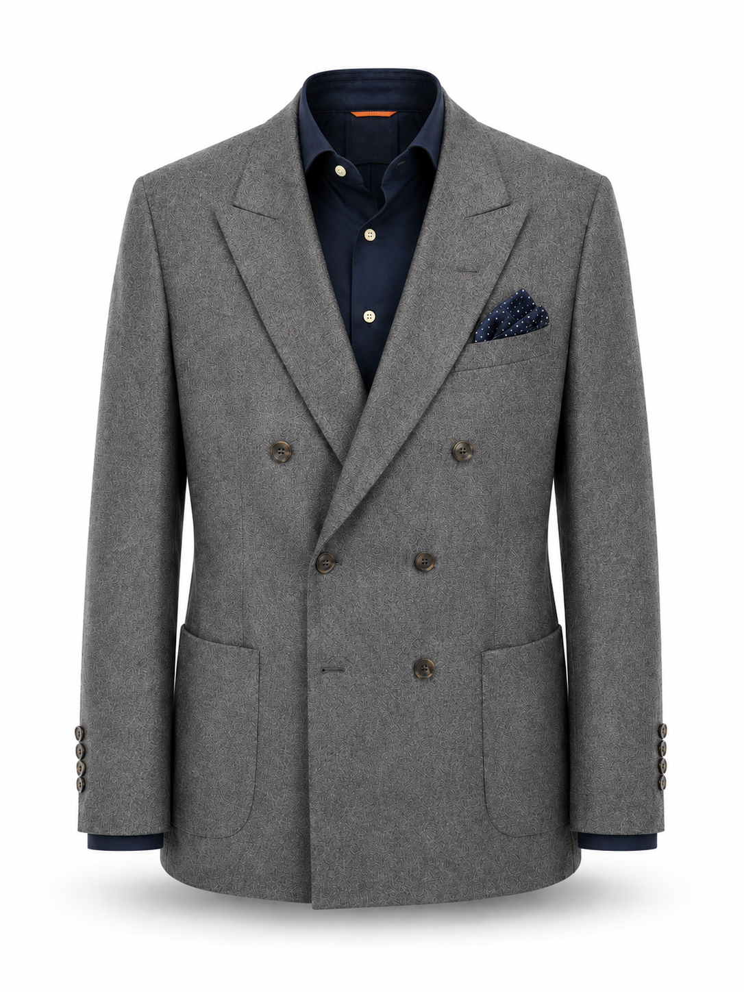 Charcoal Grey Double-Breasted Flannel Blazer
