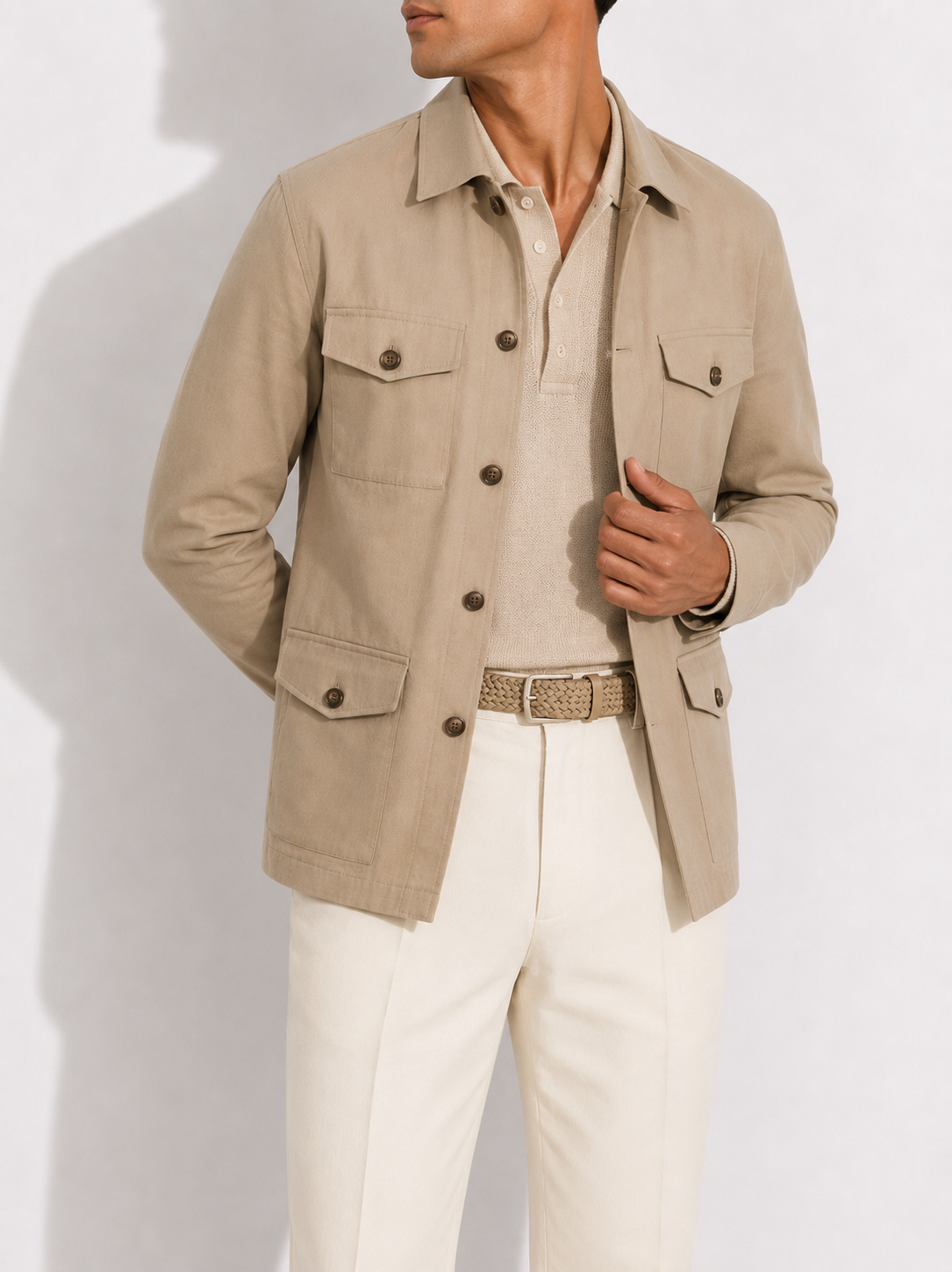 Natural Cotton Utility Shacket
