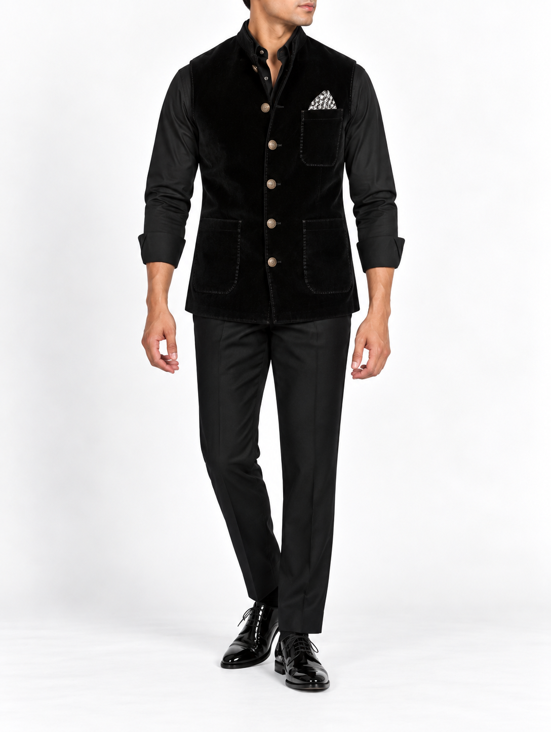 Black Velvet Nehru Jacket
