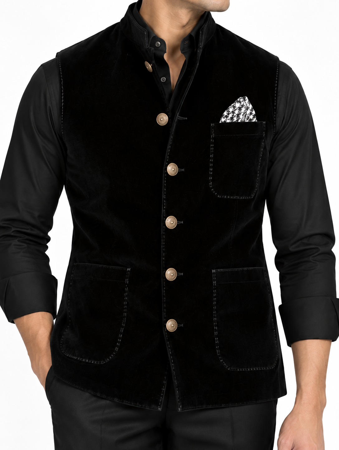 Black Velvet Nehru Jacket