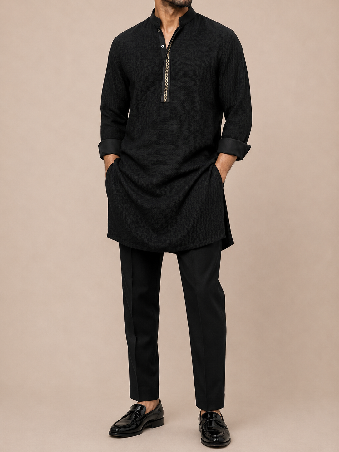 Noir Textured Korean Tenzin Kurta