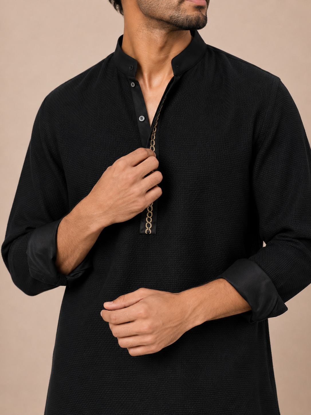 Noir Textured Korean Tenzin Kurta
