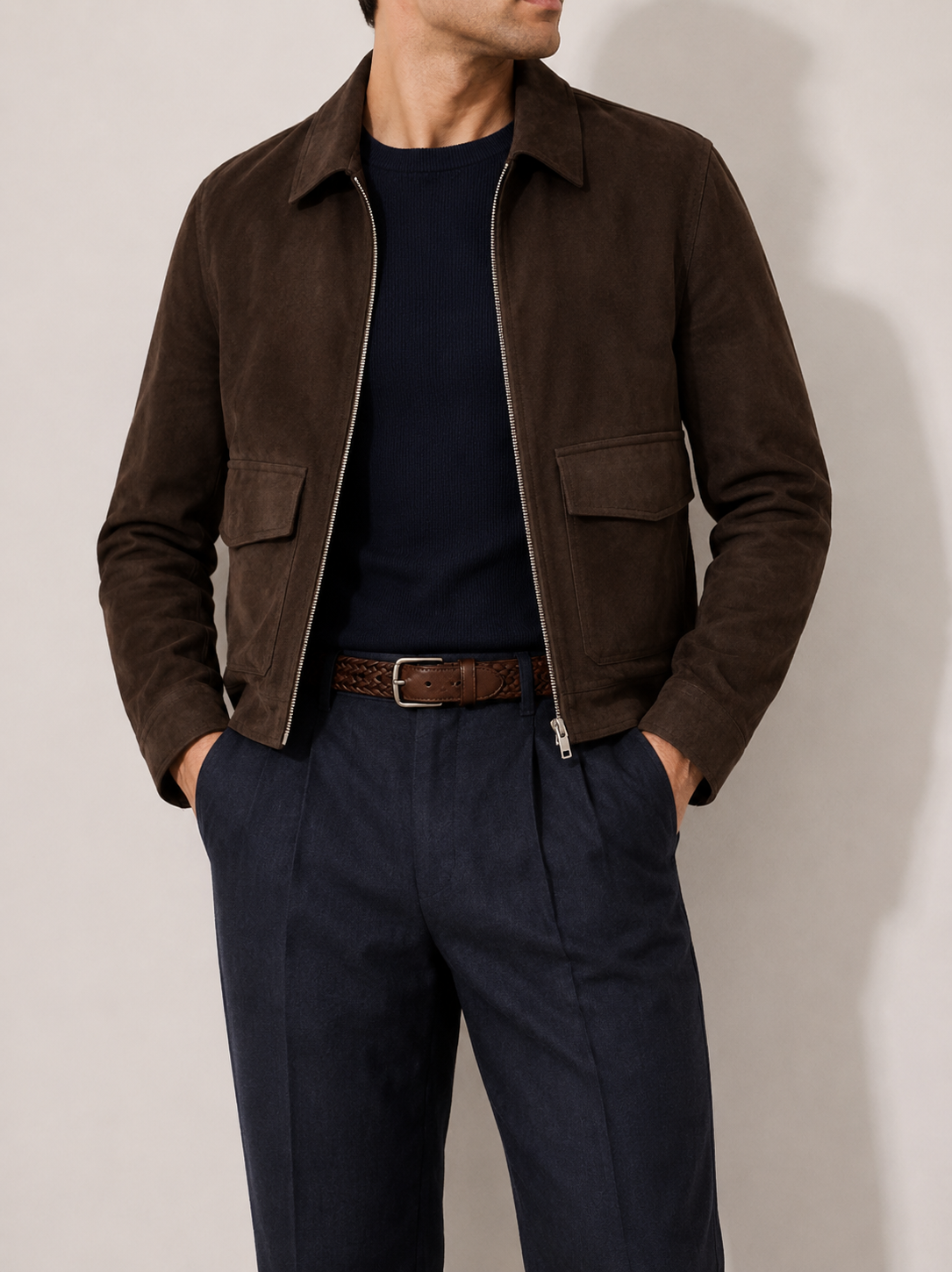 Dark Brown Suede Utility Shacket