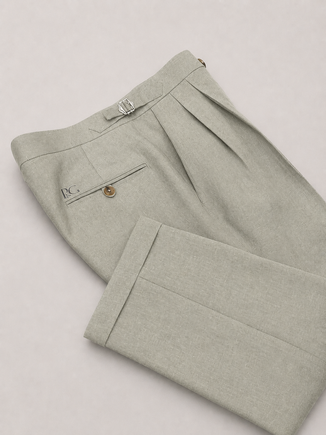 Light Sage Green Linen Trousers