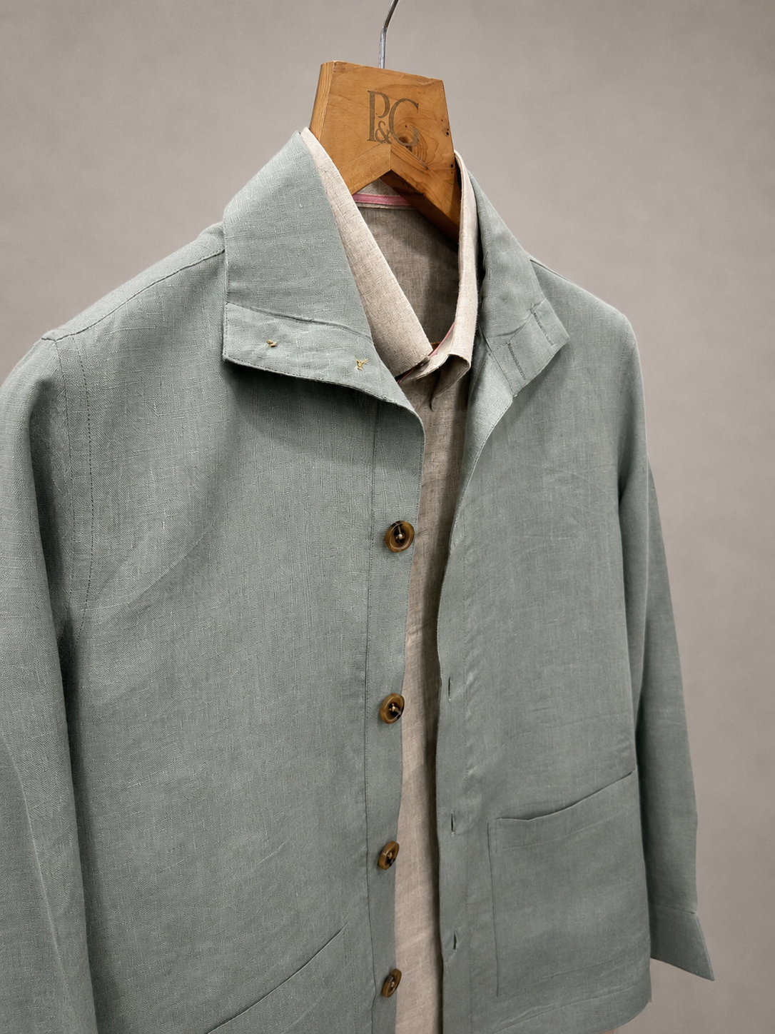 Light Sage Green Linen Shacket