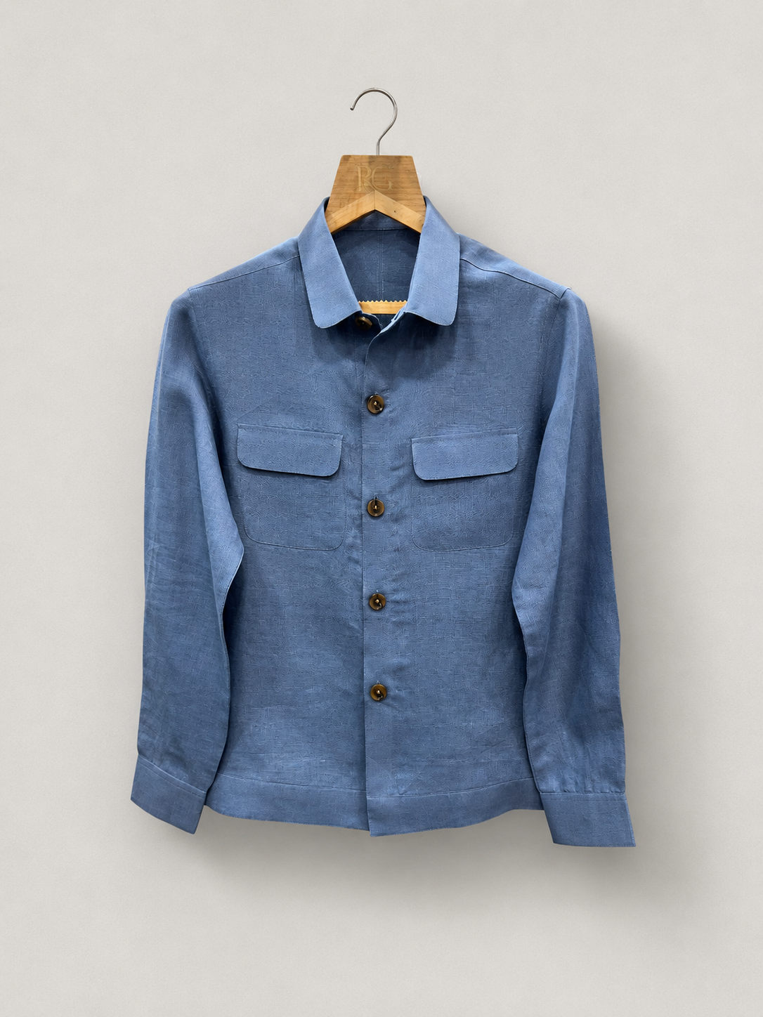 Slate Blue Linen Utility Shacket