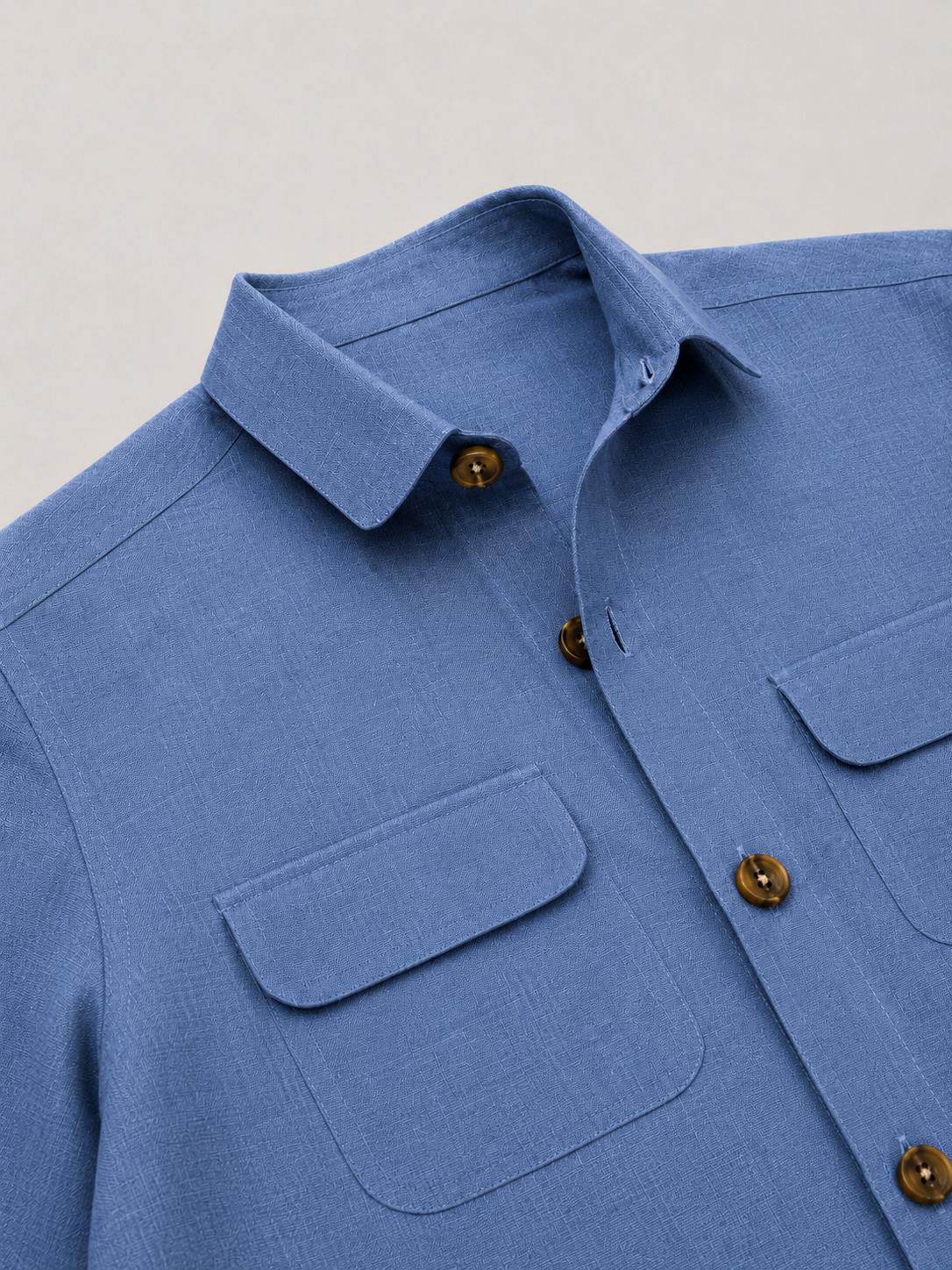 Slate Blue Linen Utility Shacket