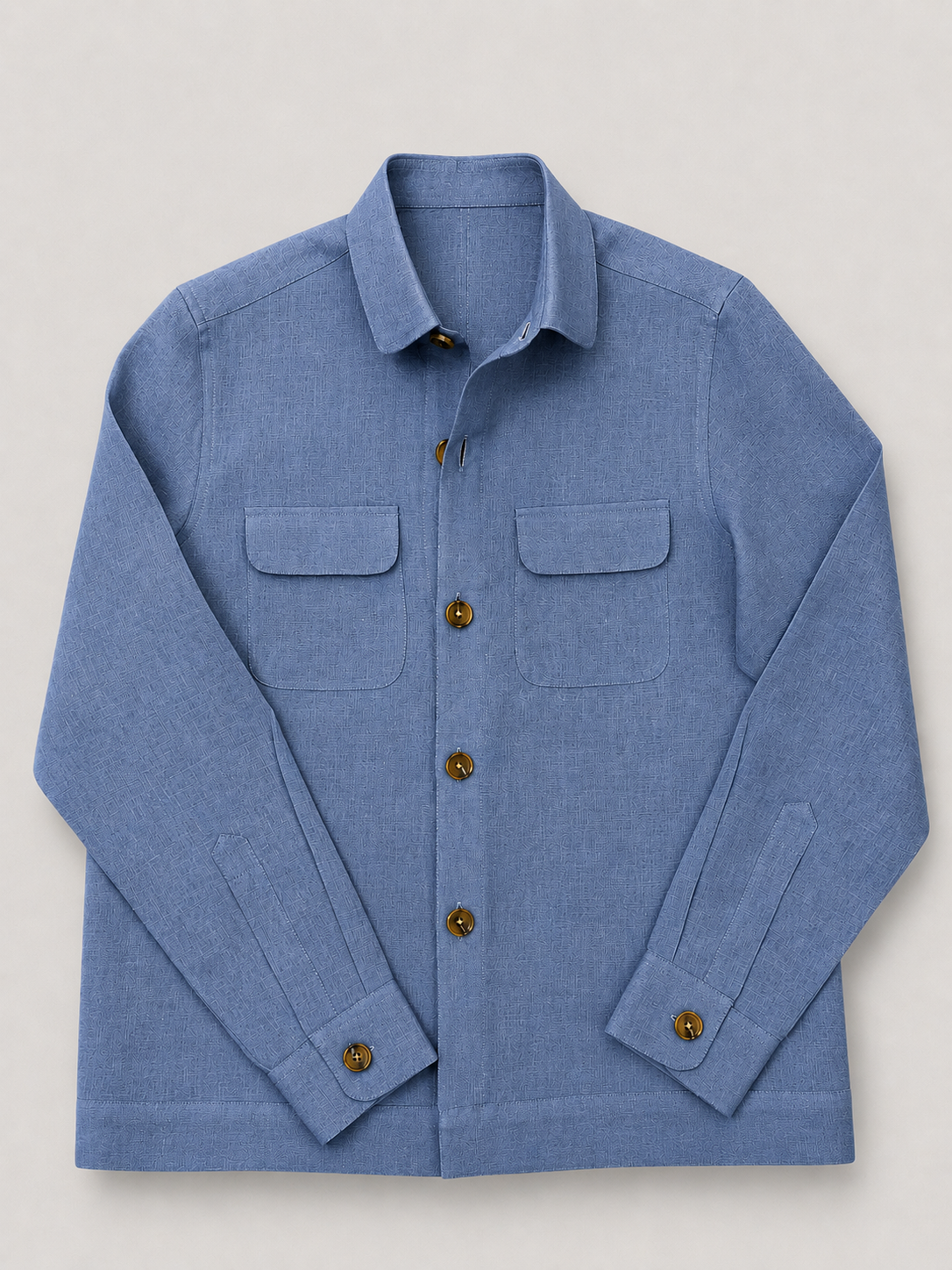 Slate Blue Linen Utility Shacket