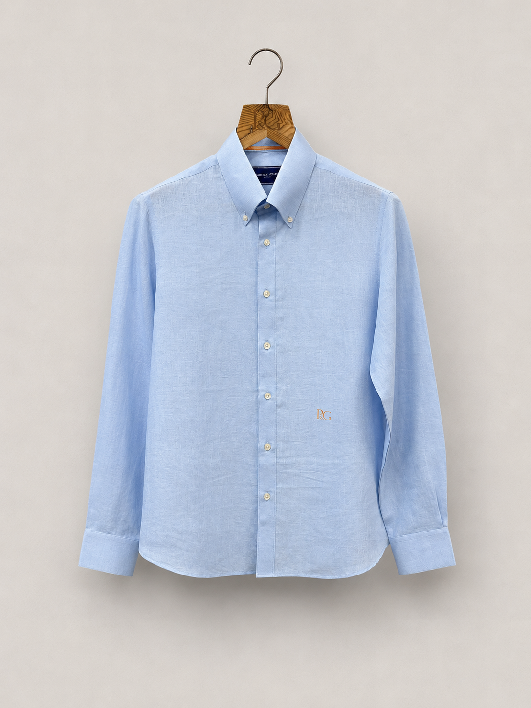 Sky Blue Linen Button-Down Shirt