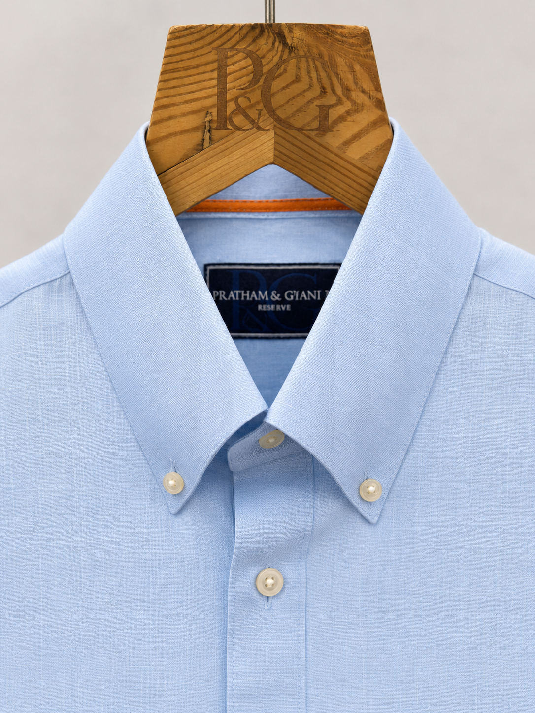 Sky Blue Linen Button-Down Shirt