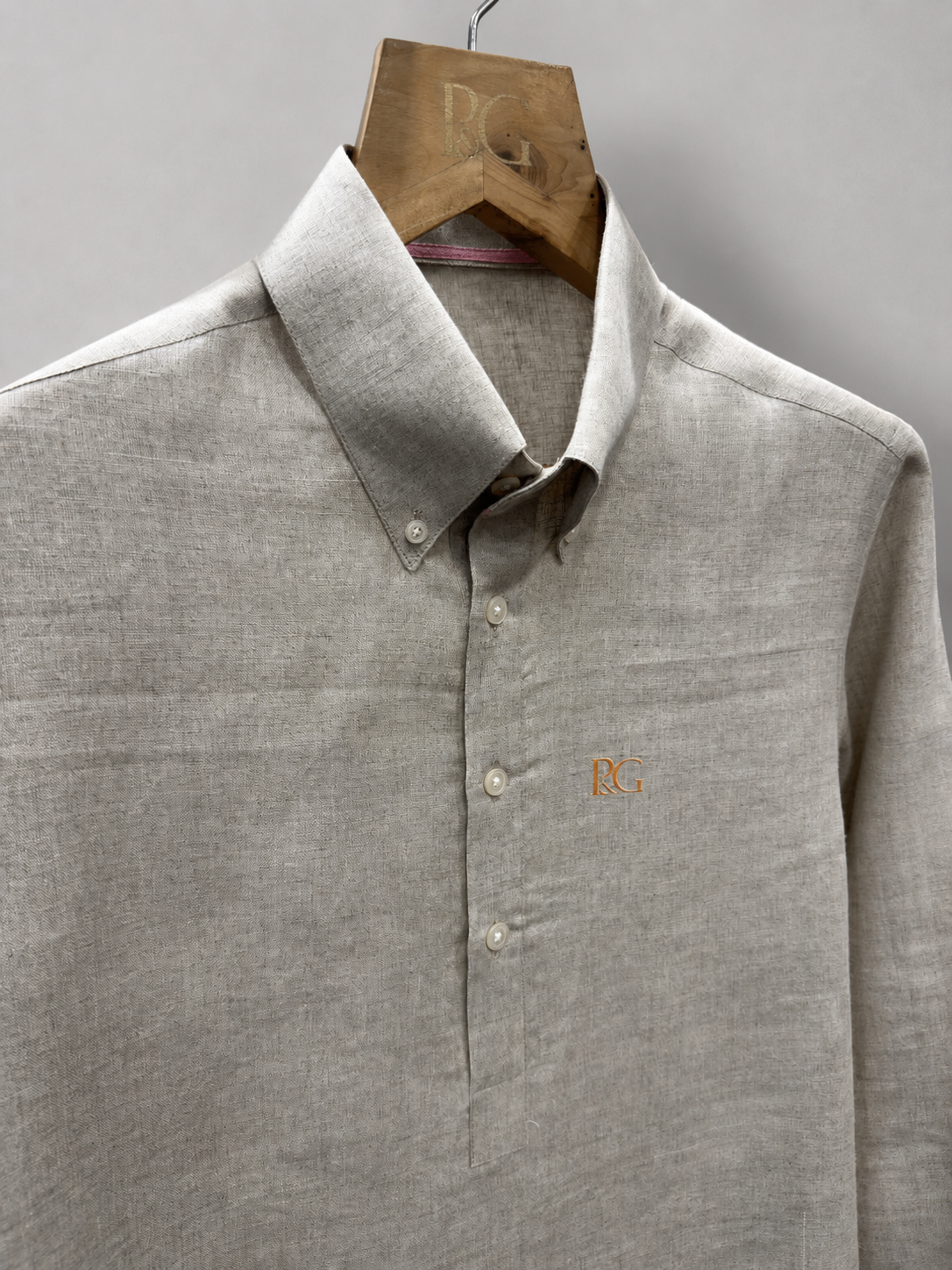 Natural Linen Half-Placket Shirt
