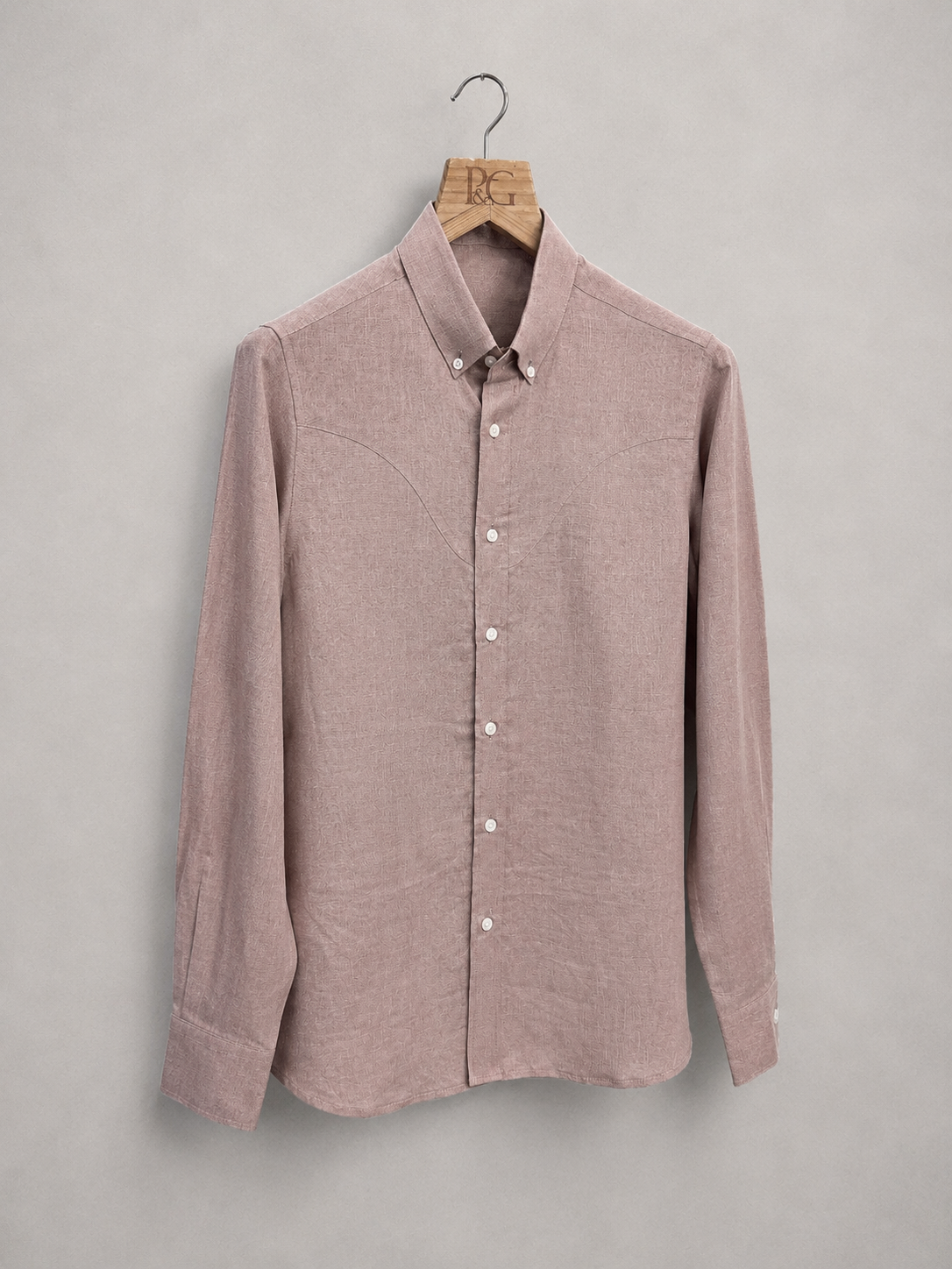 Dusty Pink Linen Western Yoke Shirt
