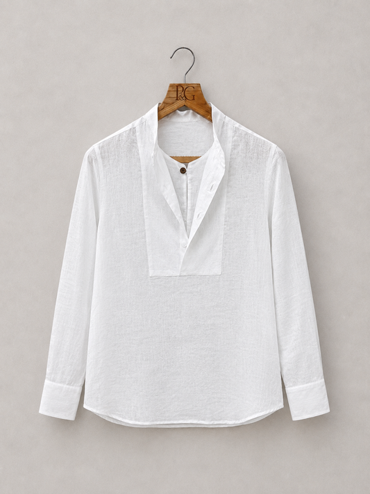 White Linen Layered Shirt