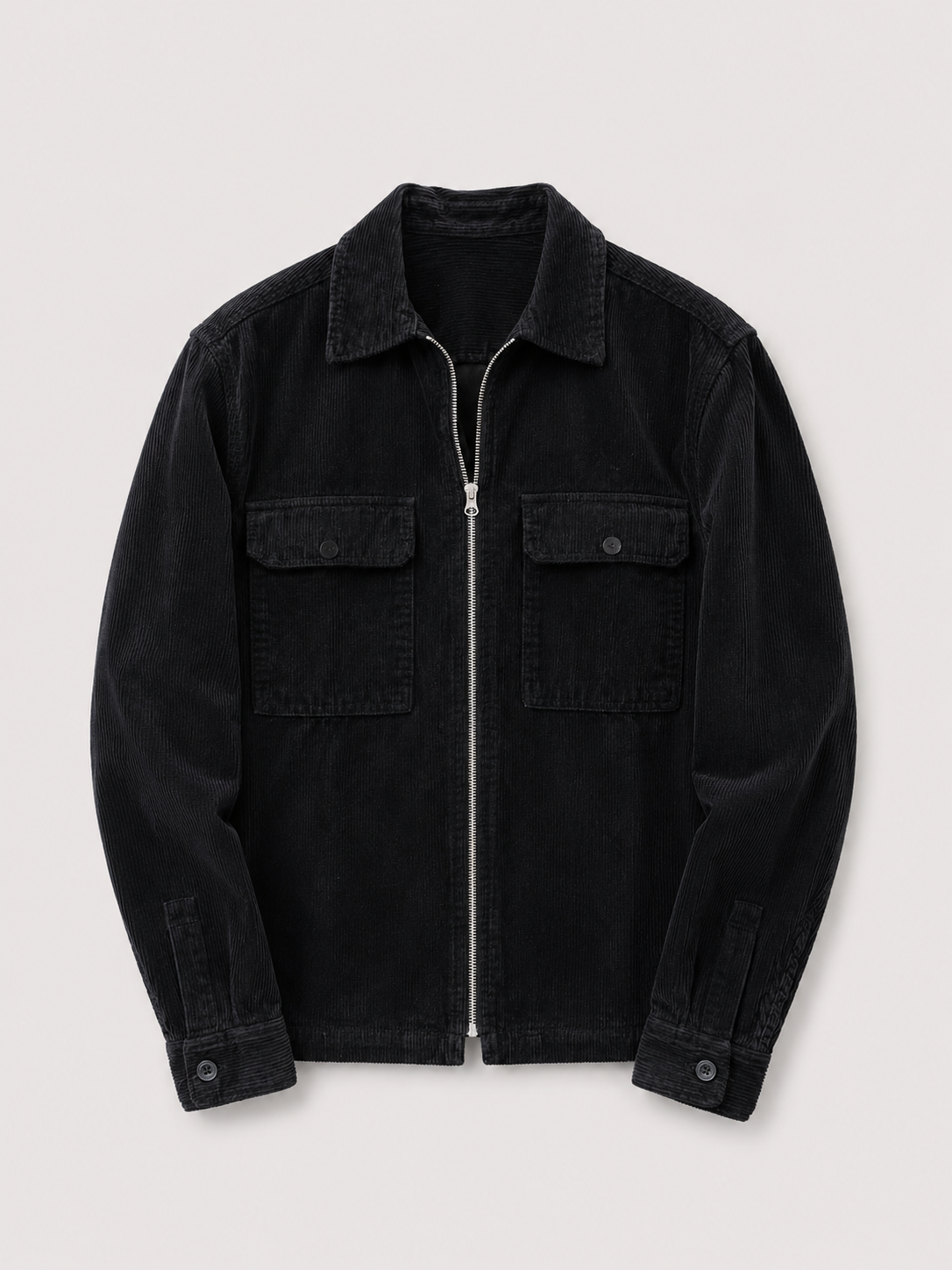 Midnight Corduroy Zip Shacket