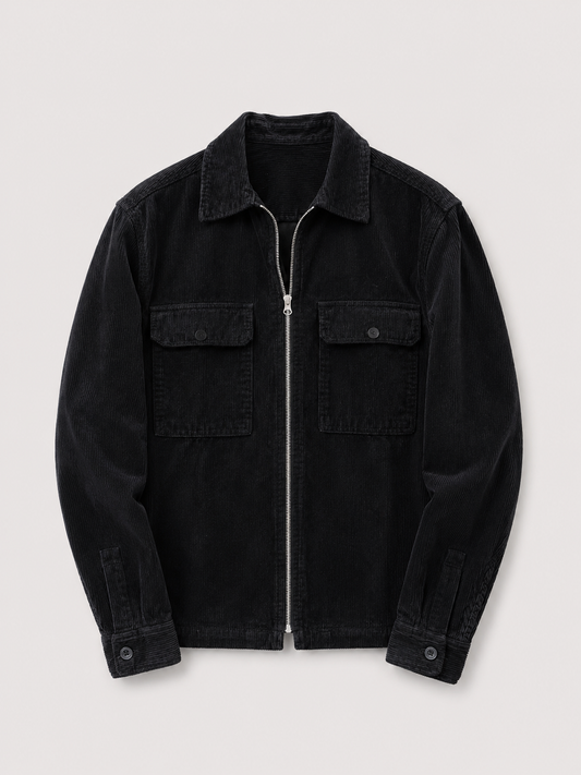 Midnight Corduroy Zip Shacket