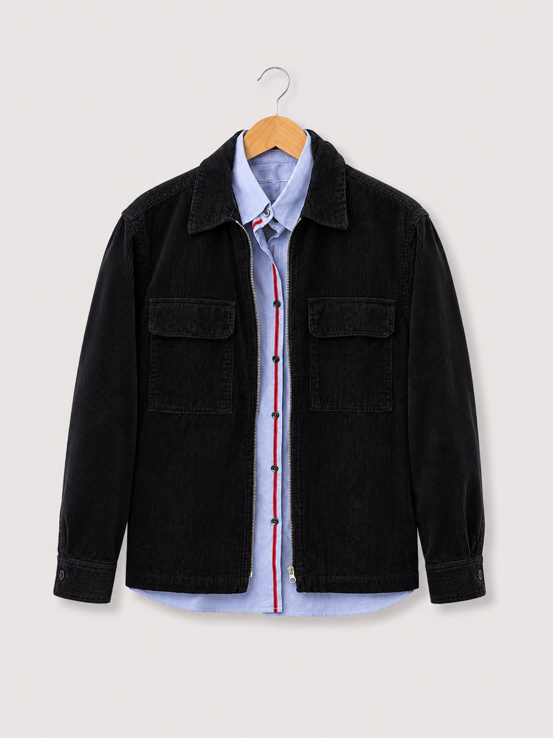 Midnight Corduroy Zip Shacket