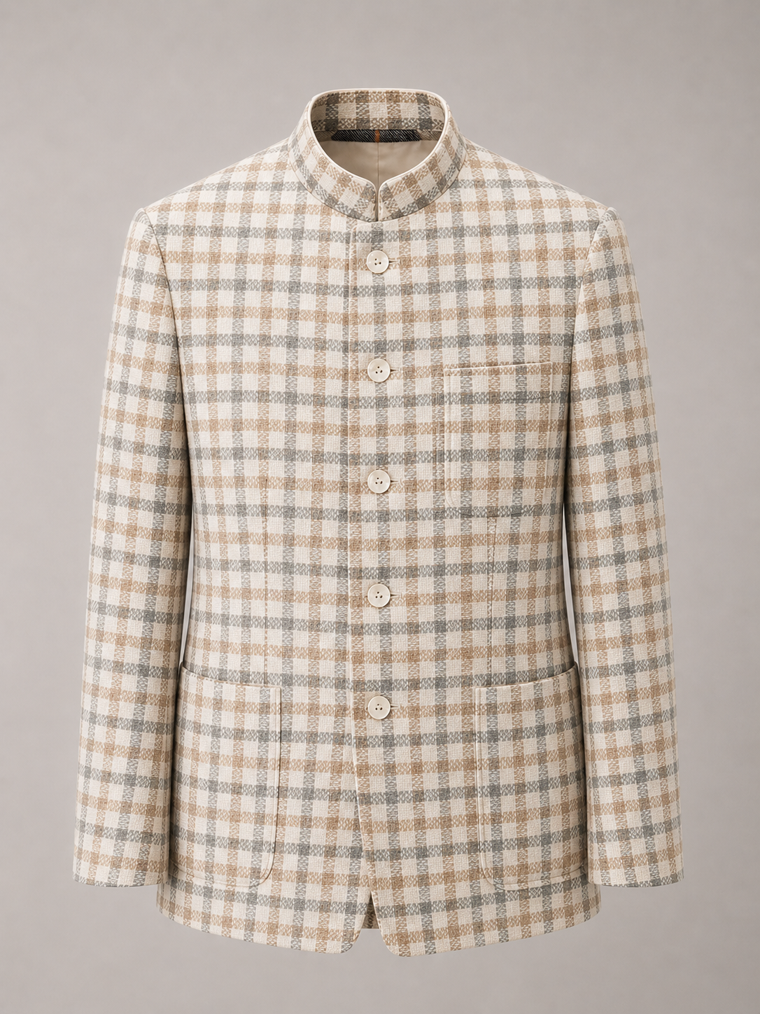 Sandstone Check Linen Bandhgala