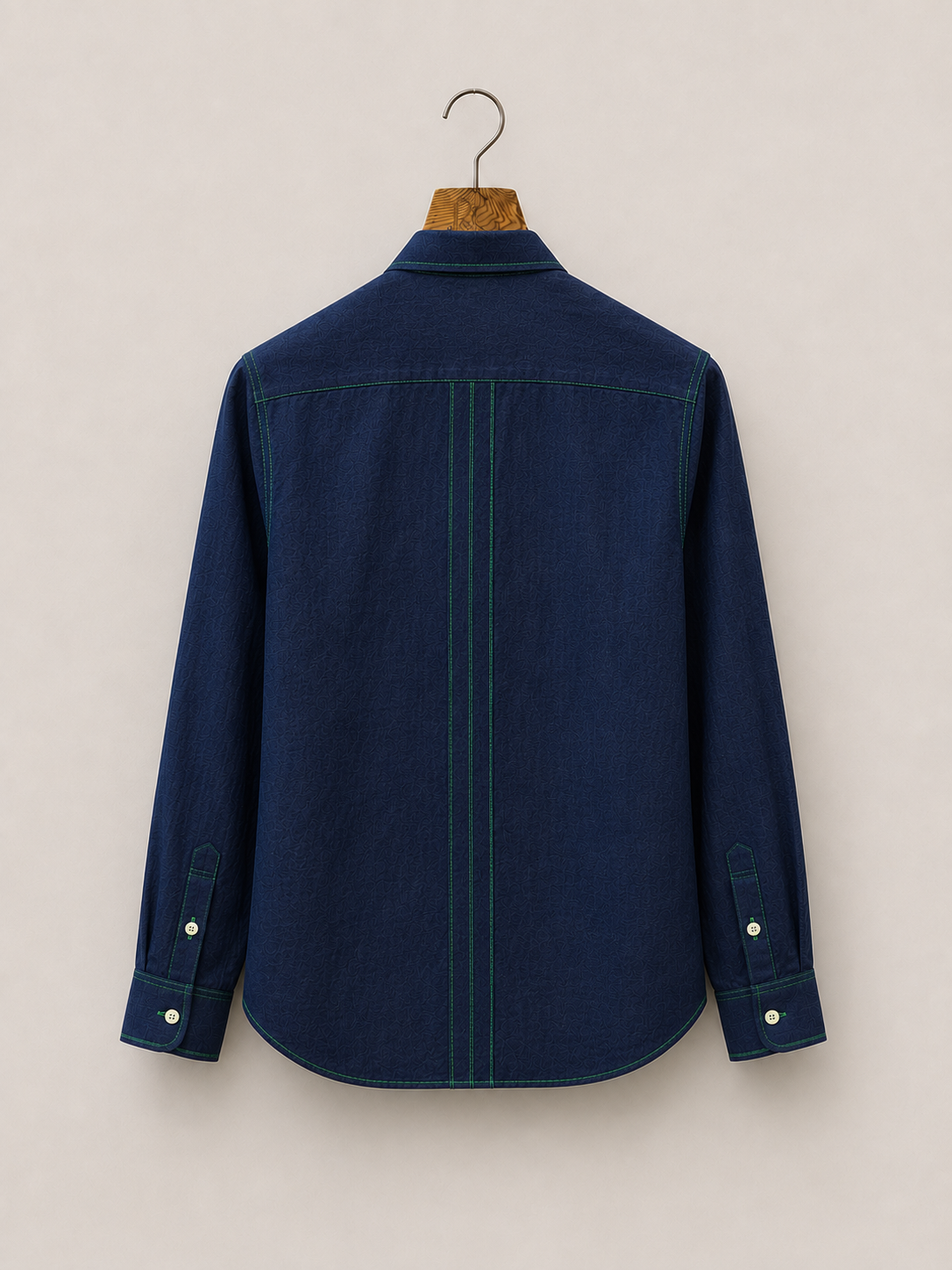 Navy Blue Linen with Green Shirt